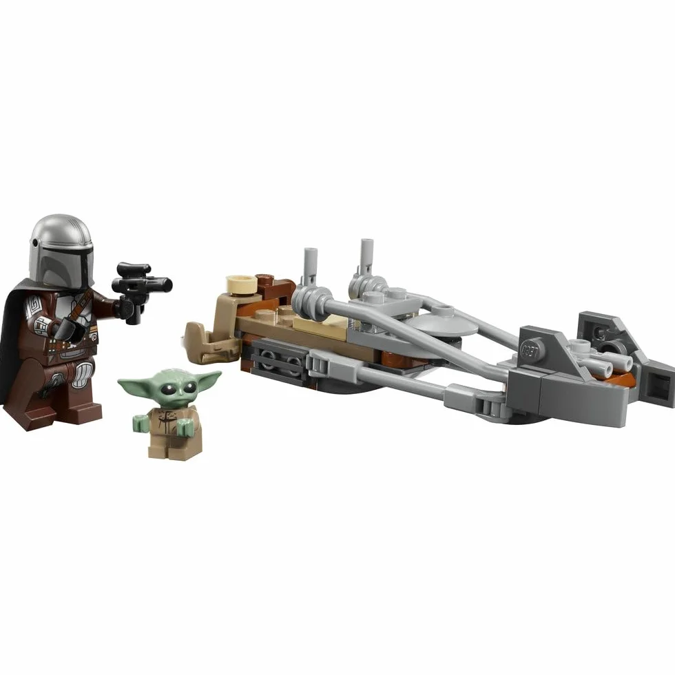 LEGO Star Wars Śmigacz Mandalorianina i Grogu, zabawka dla dziecka, zestaw z pojazdem i dwiema postaciami z serii Gwiezdne Wojny, pomysł na prezent dla 6-latka, klocki dla chłopca i dziewczynki 75436
