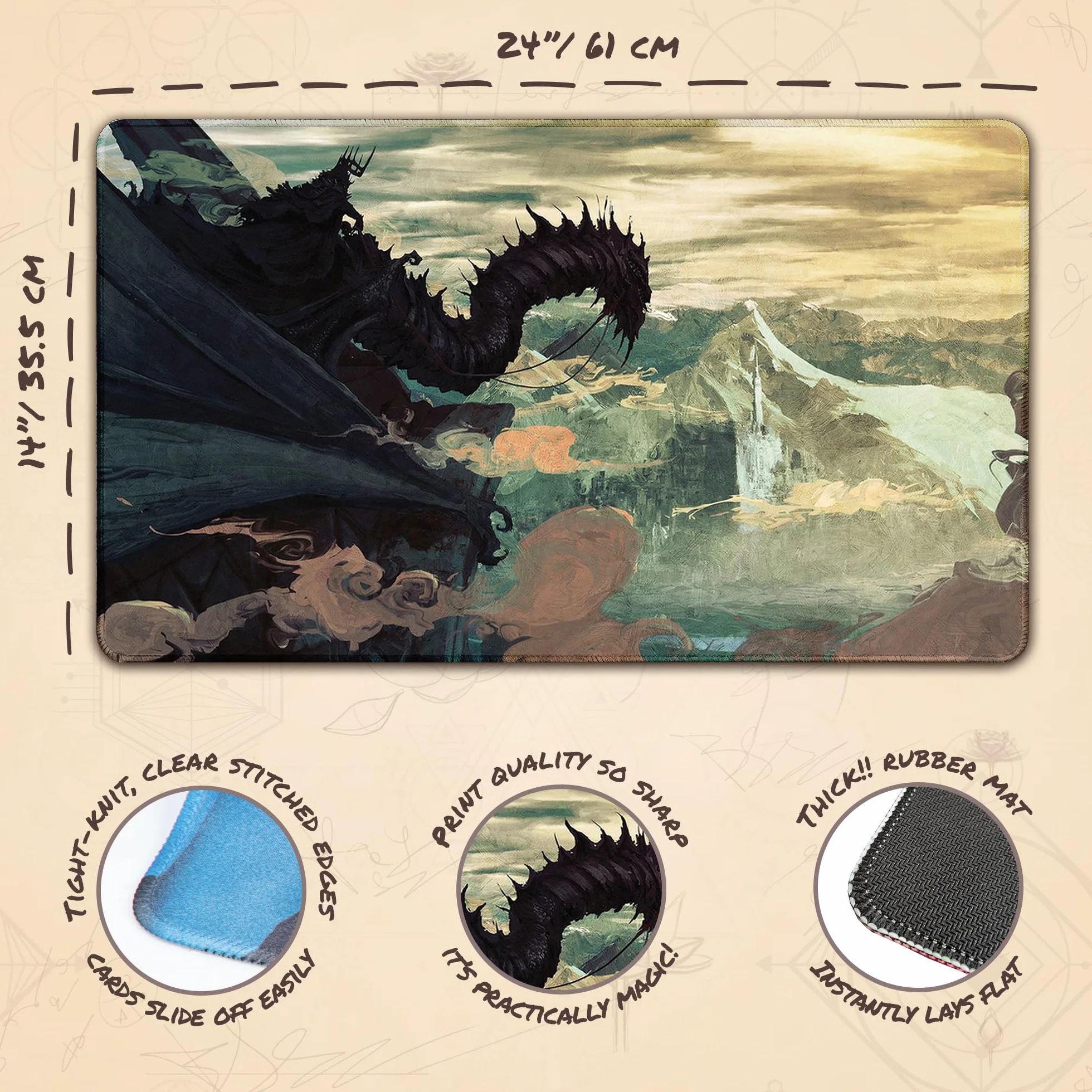 Witch King Of Angmar (Stitched) - MTG Playmat by Anato Finnstark, LOTR Lord of the Rings - Compatible with Magic the Gathering Playmat - Play MTG, YuGiOh, TCG - Original Play Mat Art Designs