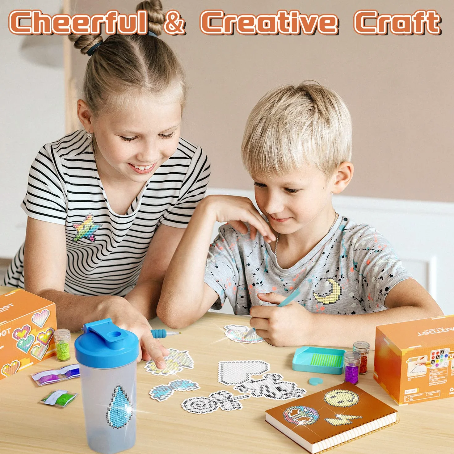ARTDOT Diamond Painting Stickers Kit Dla Dzieci, 38 Sztuk Naklejek do Malowania Diamentami, Naklejki do Diamentowego, Artystyczne i Rzemieślnicze Dla Chłopców i Dziewczynek w Wieku od 6 do 14 lat