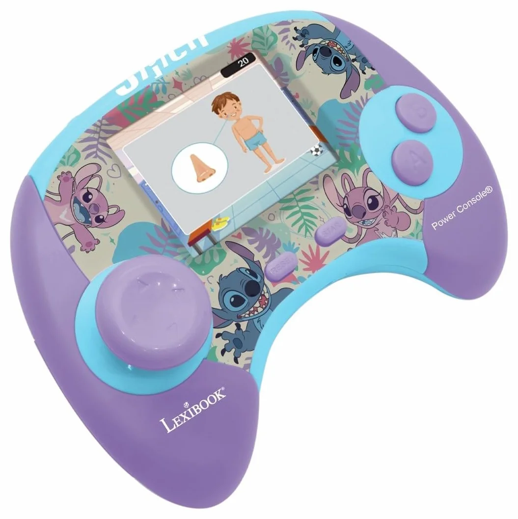 Lexibook Disney Stitch Power Console Dwujęzyczna Francuska, Angielska Konsola do Gier Edukacyjnych z 100 Aktywnościami, JCG100i1, Fioletowa, Niebieska