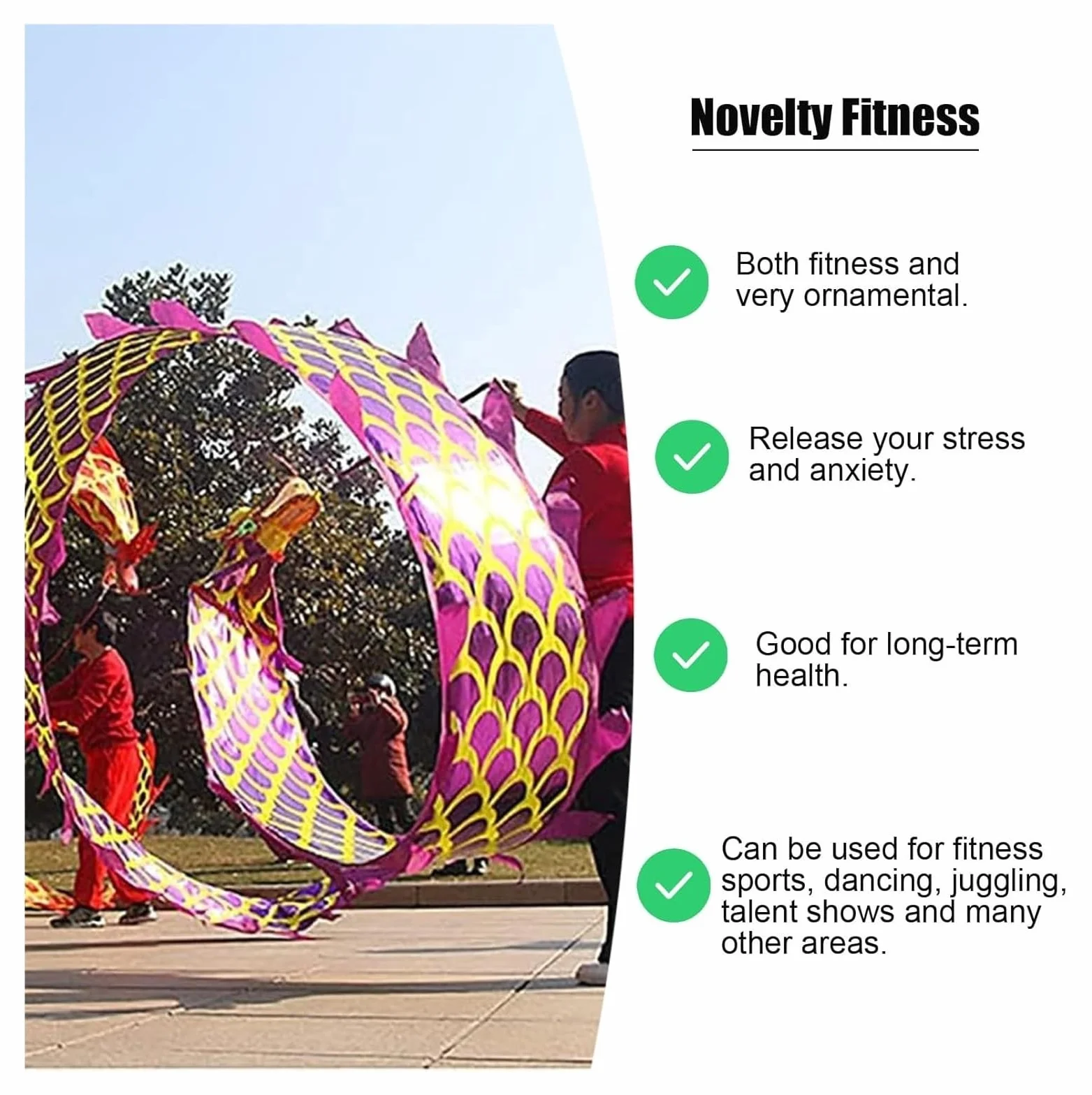 Wąż taneczny Wstążka fitness Dragon Poi wielokolorowa różne rozmiary 6M 8M 10M(Red,8M)