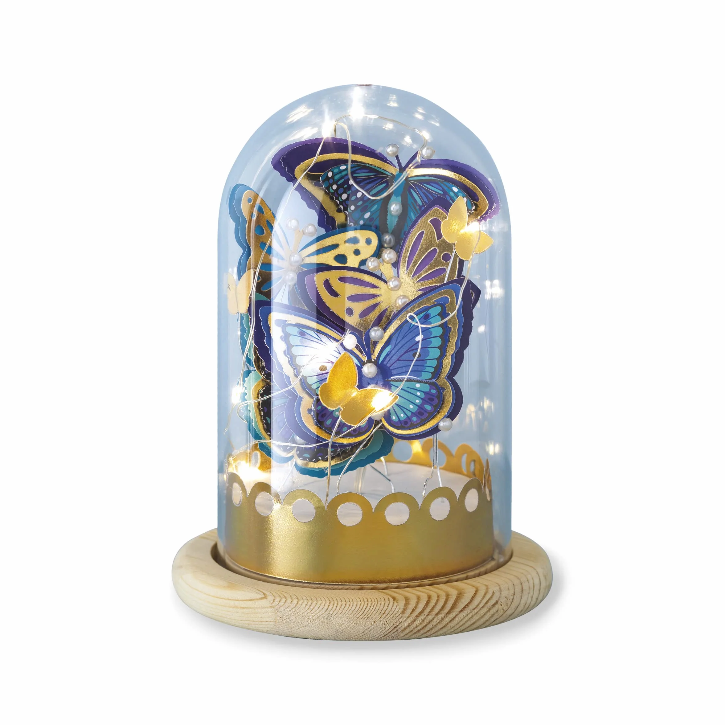 Janod Create-Your-Own Light-Up Blue & Gold Butterfly Bell Jar-Les Ateliers Déco Zestaw Sztuki i Rzemiosła Dla Dzieci - Doskonałe Umiejętności motoryczne i Koncentracja - 8 lat +, J07878, Wielokolorowy