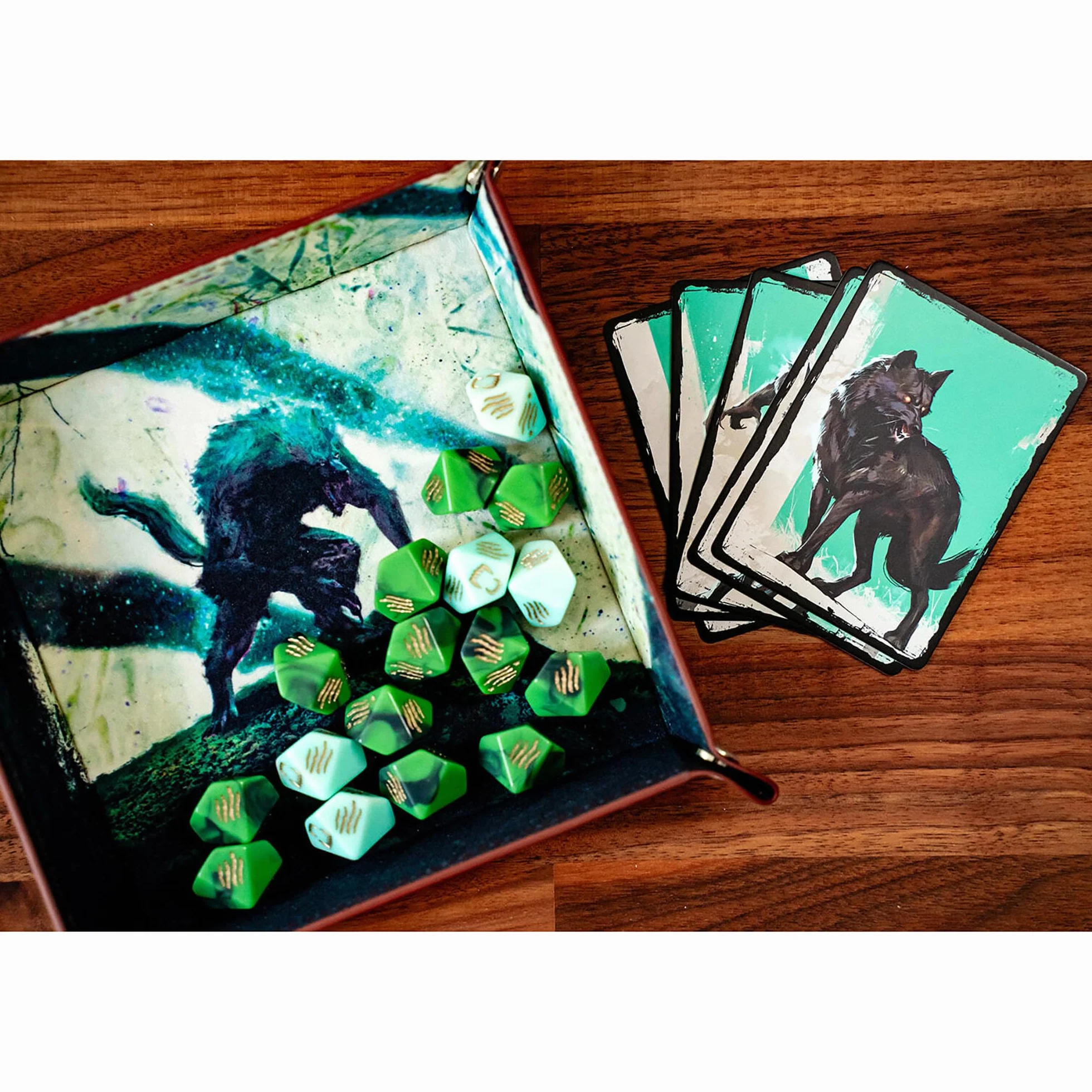 Renegade Game Studios | Werewolves: The Apocalypse RPG: Luna's Fury Dice & Tray zestaw akcesoriów | Akcesoria do gier | Od 18 lat