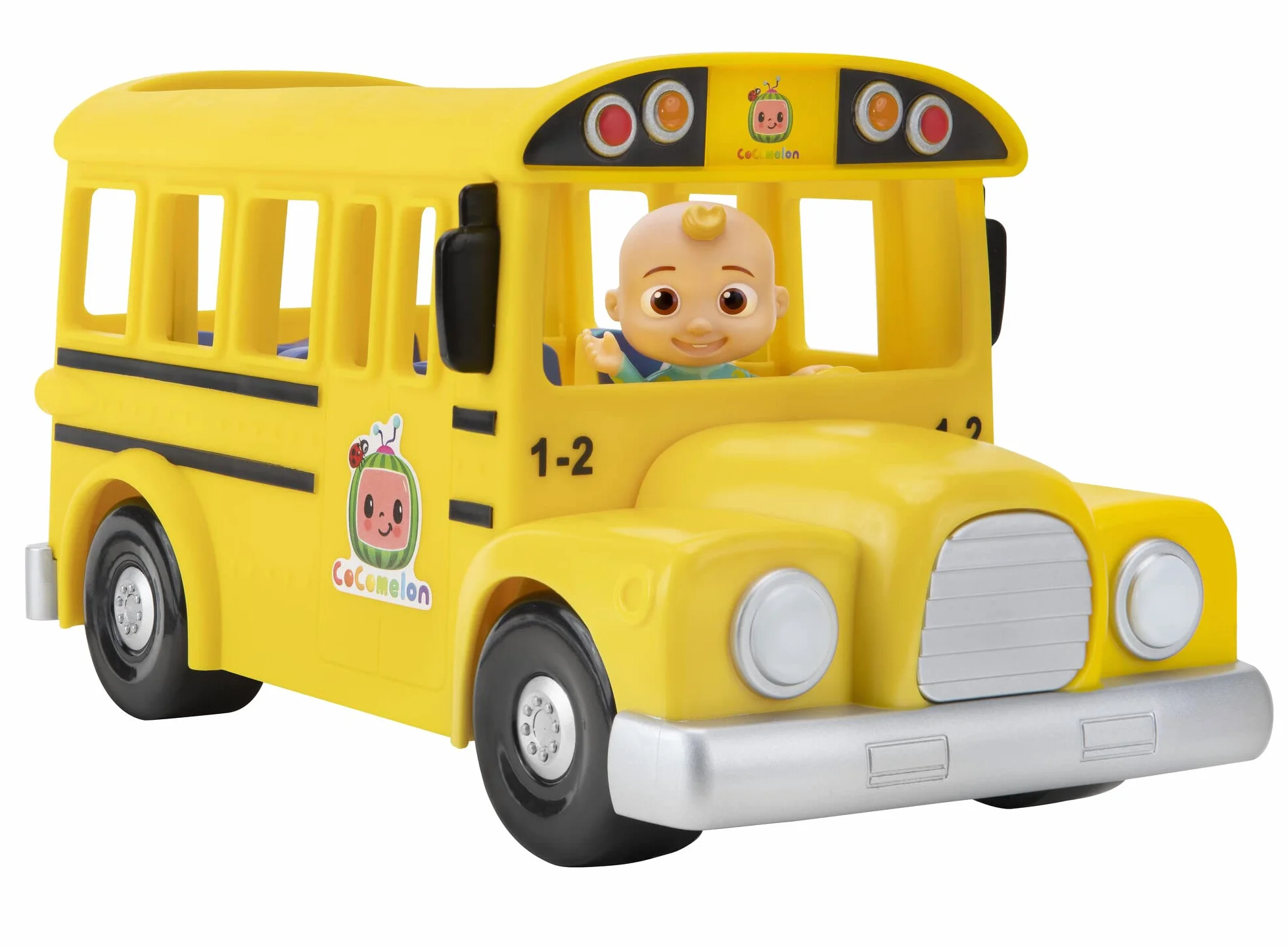 CoComelon CMW0137 autobus z muzyką i figurką JJ, oficjalna niemiecka wersja językowa, dla dzieci od 2 lat, żółty