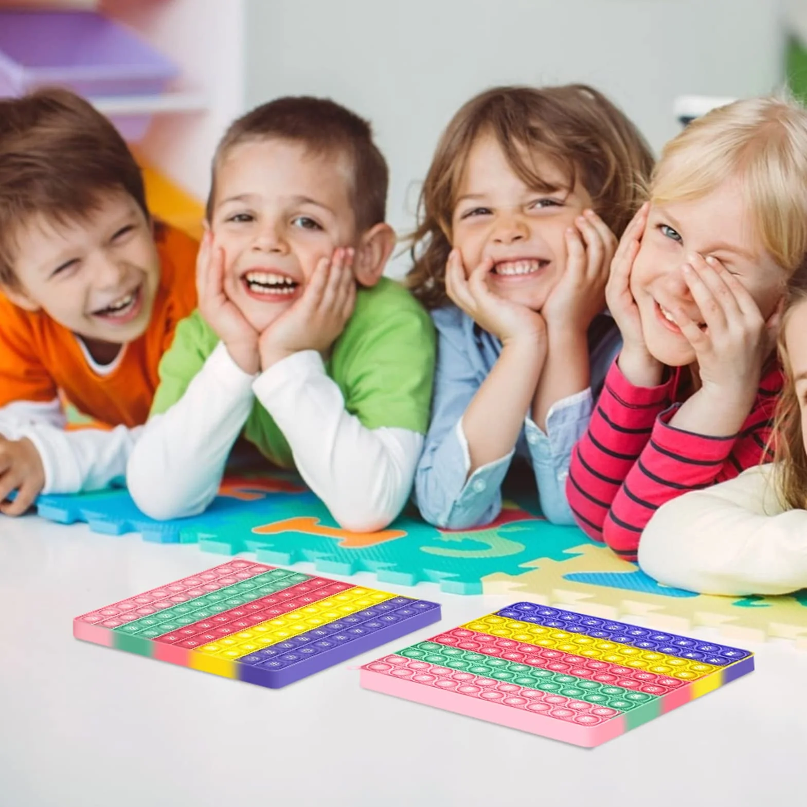 BOOWEN Pop It Fidget Zabawka Gigantyczna Push Bubble Poppit Silikonowe czujniki antystresowe Pękające bąbelki Edukacyjna zabawka matematyczna dla dzieci i dorosłych