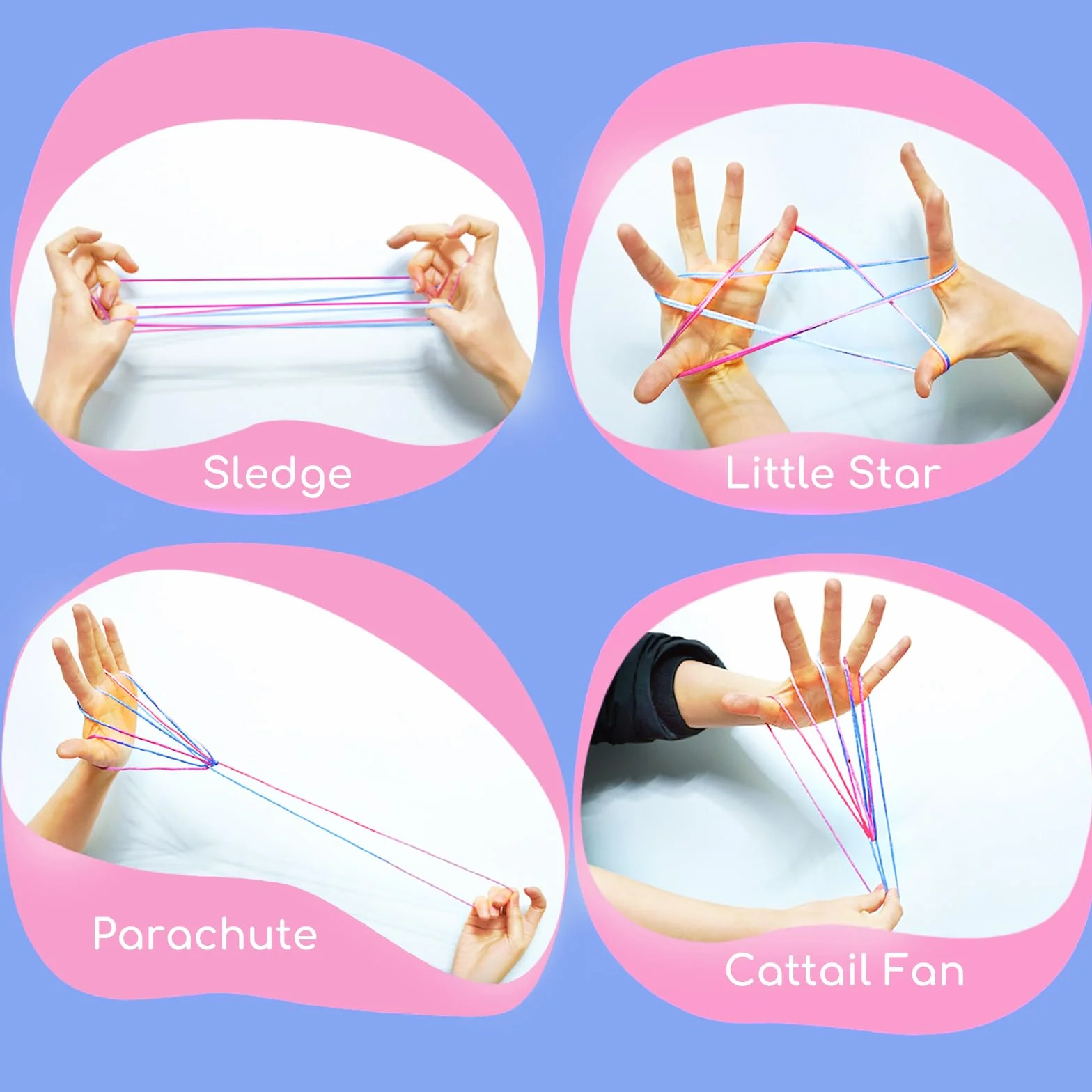 Cikyner Finger Twist, 8 sztuk gier na palce, długość 2 m, średnica 2 mm, dla dzieci, z instrukcją obsługi (może nie być dostępna w języku polskim), poliester, kolorowy, idealny prezent dla dziewcząt i
