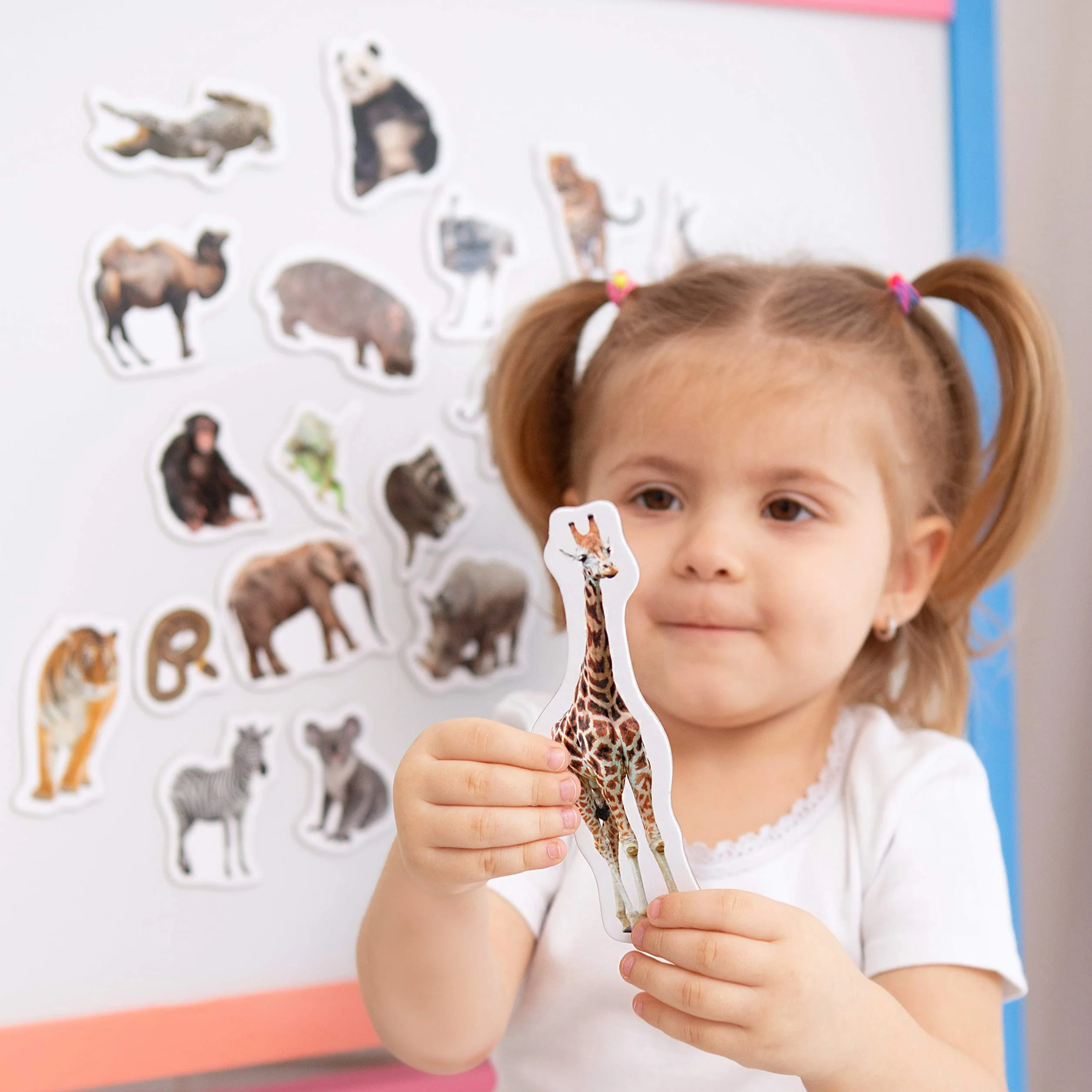 Magnesy na lodówkę dla dzieci ZESTAW MAGDUM ZOO + farma + owoce + warzywa – 85 magnesów dla małych dzieci – magnesy na lodówkę dla dzieci zabawki dla małych dzieci – zabawki dla dzieci