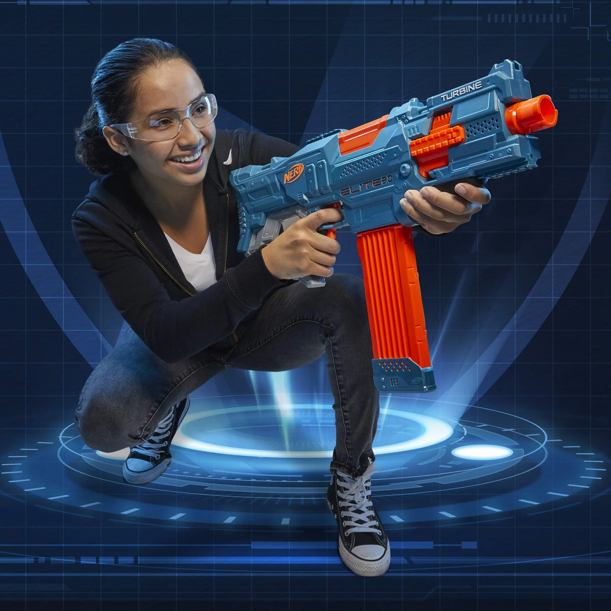 Nerf Elite 2.0 Turbine CS-18 Motorised Blaster, 36 Nerf Elite Darts, 18-Dart Clip, Outdoor Toys