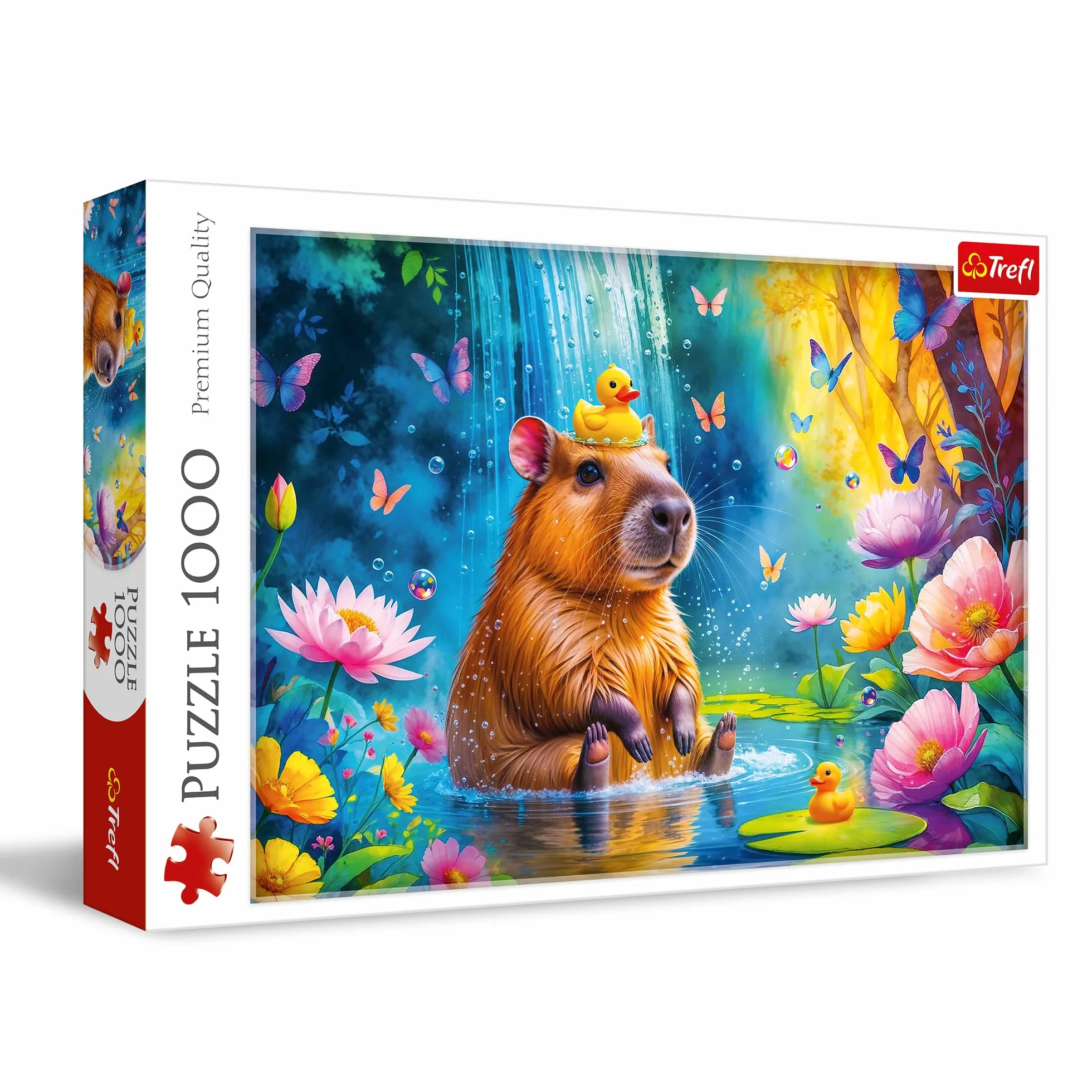 Trefl - Kapibara - Puzzle 1000 Elementów - Układanka z Kapibarą na Tle Wodospadu, dla Dorosłych i Dzieci od 14 lat