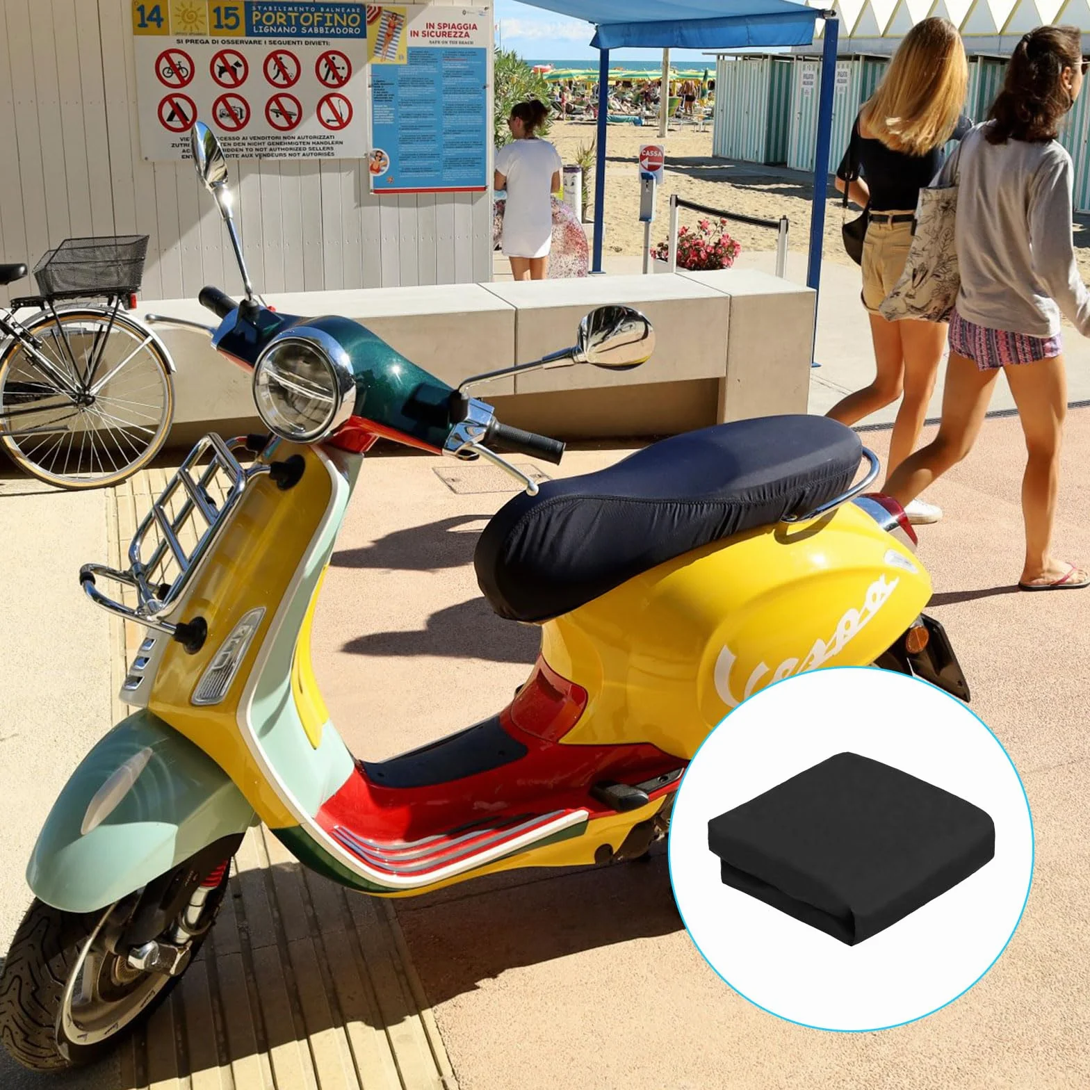 Pokrowce na siedzenia motocyklowe, wodoodporne, uniwersalne pokrowce na siedzenia motocyklowe z gumową taśmą Moto Scooter poszewka na poduszkę do motocykla i skutera (czarne, XL)