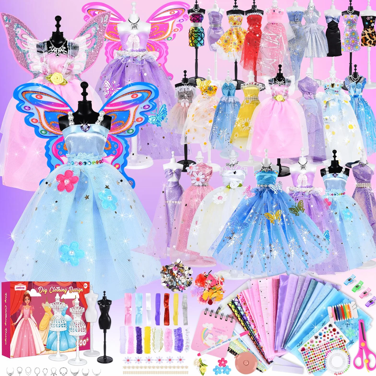 JONRRYIN Fashion Design kreatywny zestaw, 600 + kreacja mody, kreacja mody dla dzieci, kreatywny zestaw rekreacyjny dla dziewcząt, 8-12 lat