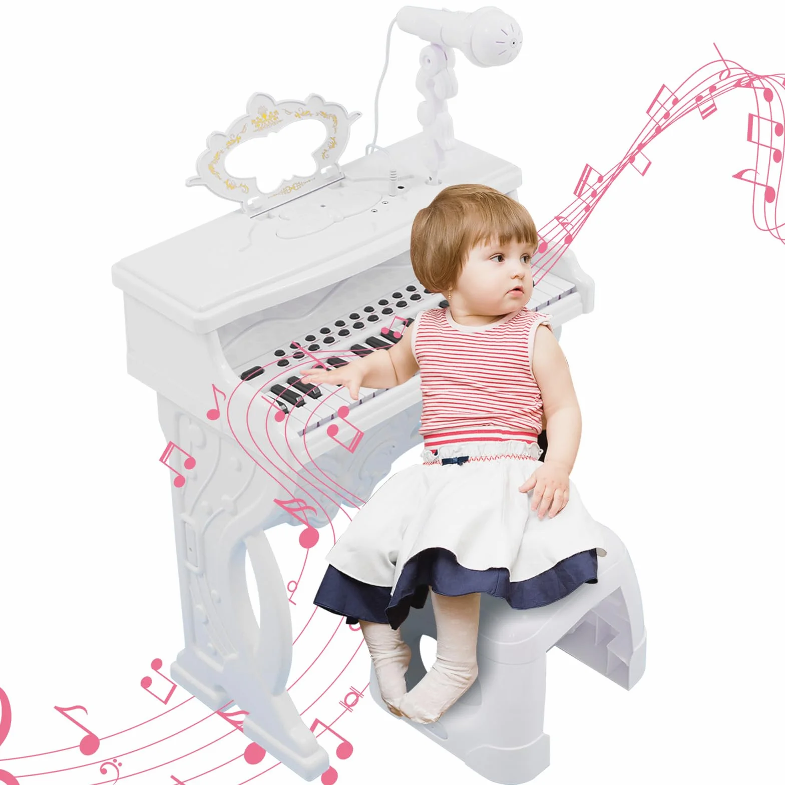 Klawiatura fortepianowa dla dzieci z mikrofonem, wielofunkcyjna zabawka muzyczna, fortepian, przenośne instrumenty muzyczne, zabawka edukacyjna, zabawka edukacyjna, urodziny dla dzieci