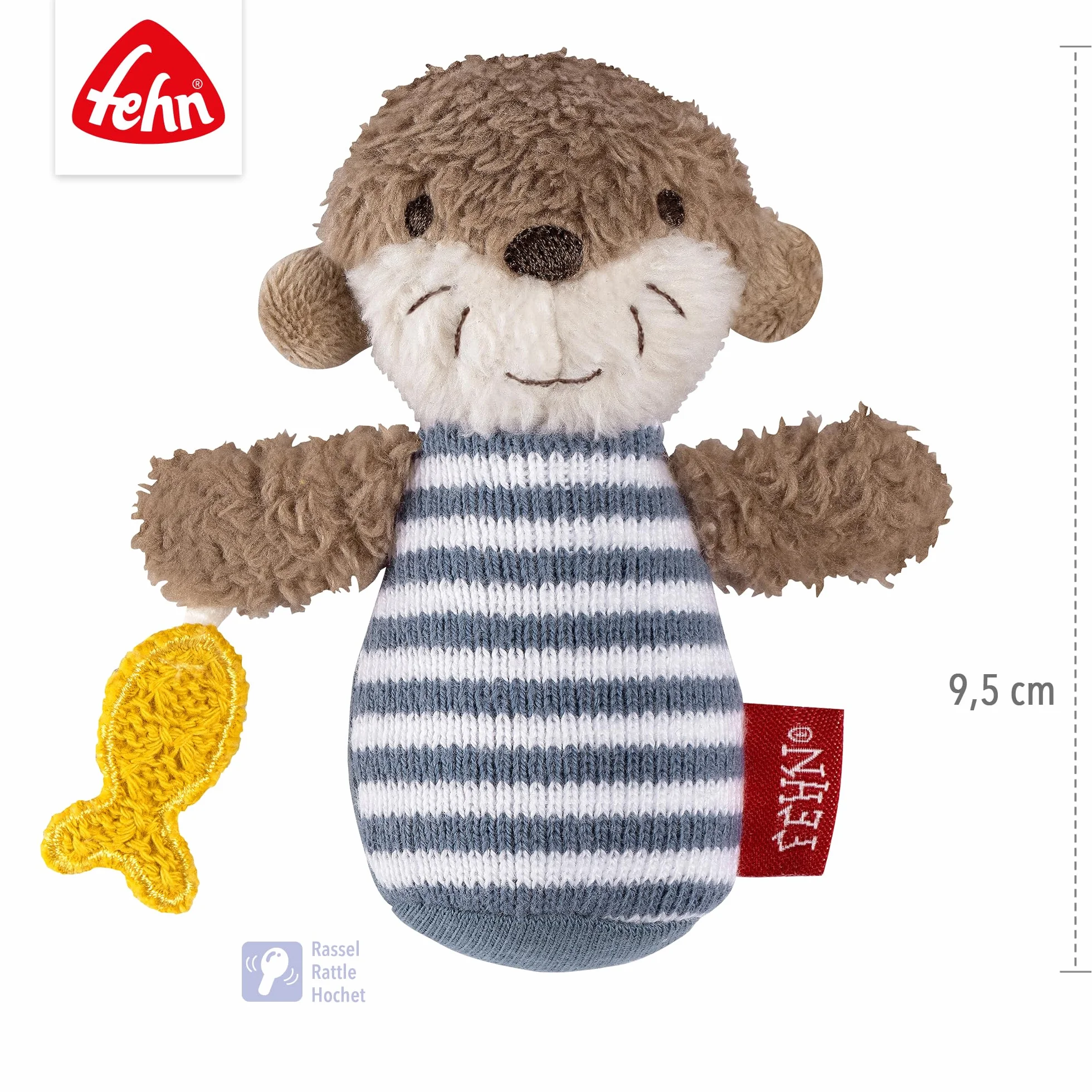 Fehn Mini-Rassel Otter – Mini-Greifling zum Rasseln, Fühlen, Spielen mit kuschelweichem Stoff-Tier – ein treuer Begleiter für Babys und Kleinkinder ab 0+ Monaten