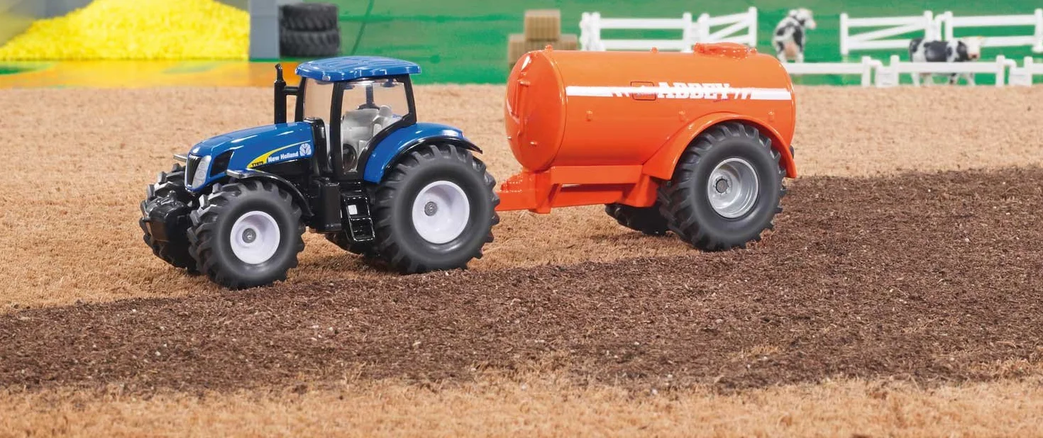 Siku 1945, Traktor z jednoosiową cysterną, 1:50, Metal,Tworzywo sztuczne, Niebieski,Pomarańczowy, Wiele funkcji