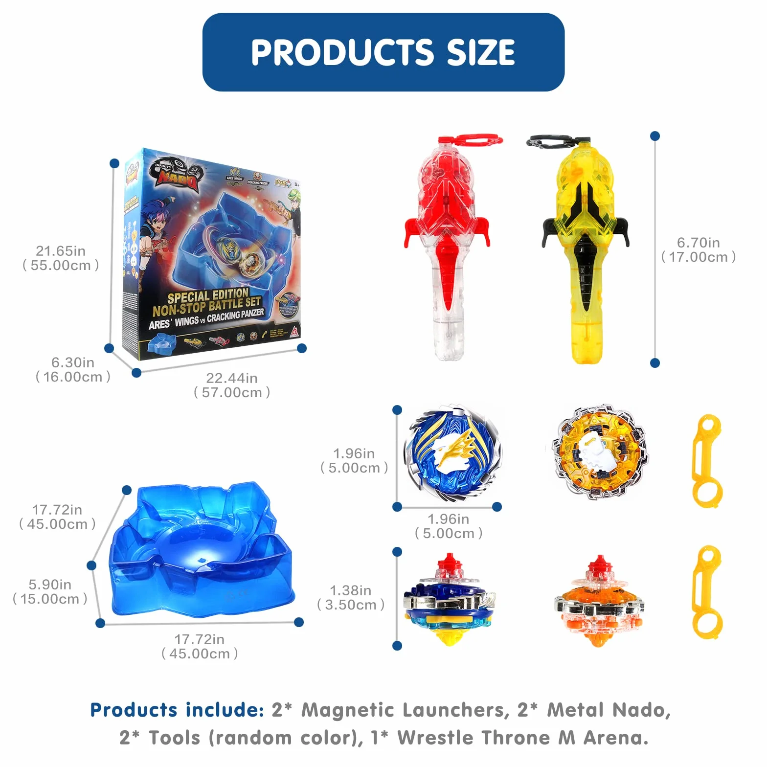 Infinity Nado Non-Stop Battle AreneSet, Pack of 2 Tops by ARE'S Wings and Cracking Tank, Spinning Tops for Kids Metal Toy Boys, Battle Tops Spinning Top Launcher, Spinning Tops boys from 5 years old