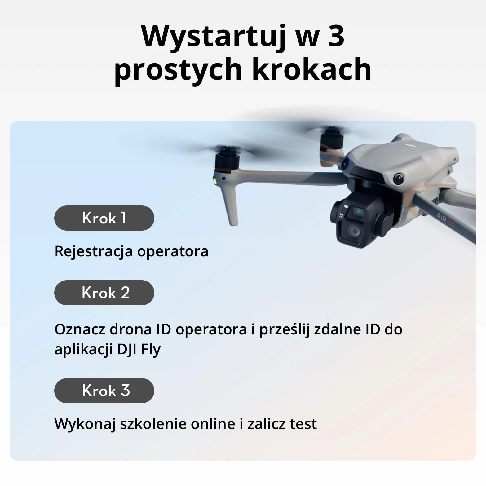 DJI Air 3S (RC-N3), dron z kamerą 4K, dron z dwoma kamerami, z szerokokątna 1-calową CMOS, wideo 4K/60 kl./s HDR z 14 st. rozpiętości tonalnej, 45 min maksymalnego czasu lotu, zasięg transmisji 20 km