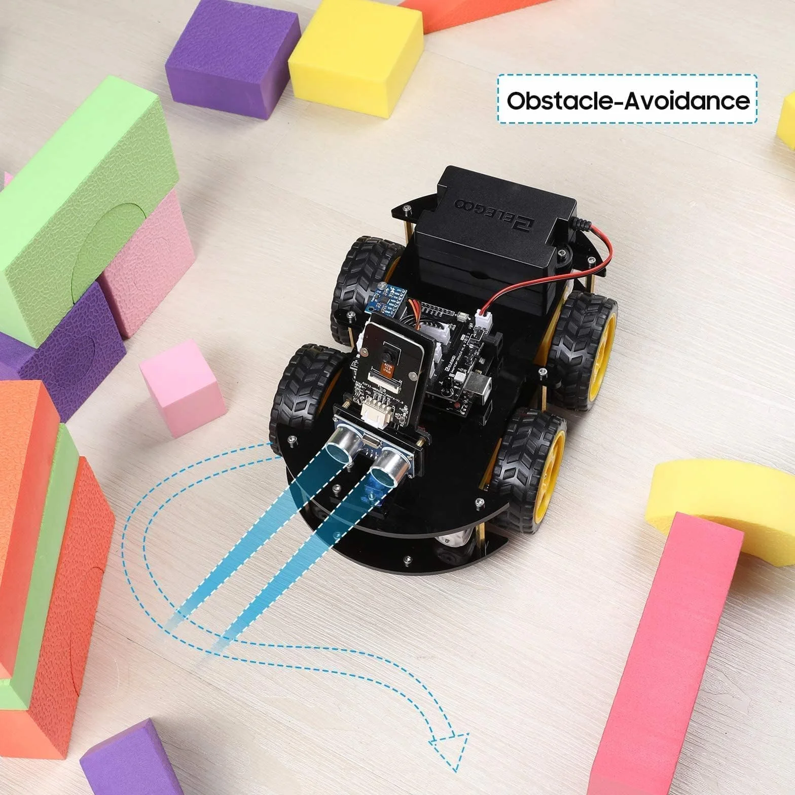 ELEGOO Inteligentny Zestaw Samochodowy Robota V4.0 Kompatybilny z Arduino IDE, Zestaw do Budowy Elektroniki z Kamerą, UNO R3, Moduł Bluetooth, Zabawki-Roboty Samochodowe dla Dzieci