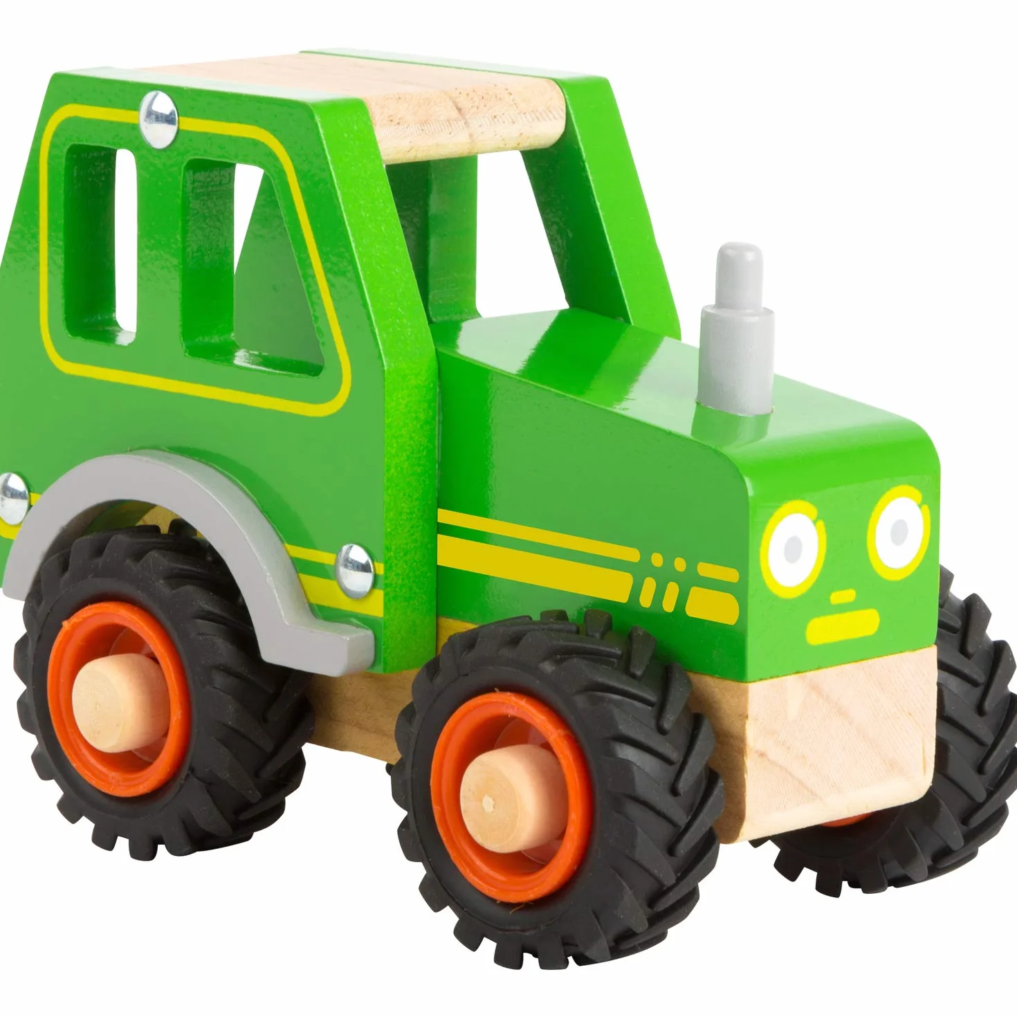 small foot 11078 Drewniany traktor, z kabiną kierowcy i gumowanymi kółkami, zabawka od 18 miesięcy, zielony