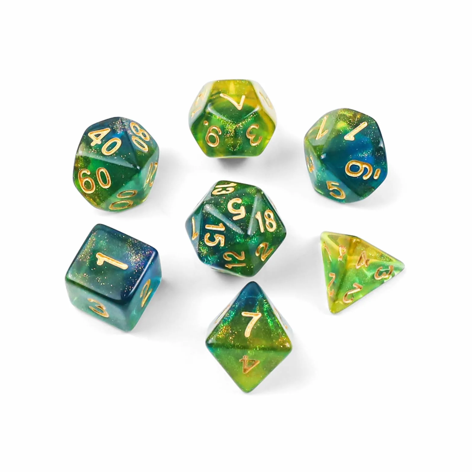Zestaw wielościennych kostek, 7 sztuk DND Dice, zestaw błyszczących kostek, do lochów i smoków, MTG, kostki RPG, gry stołowe D&D D20 D12 D10 D8 D6 D4