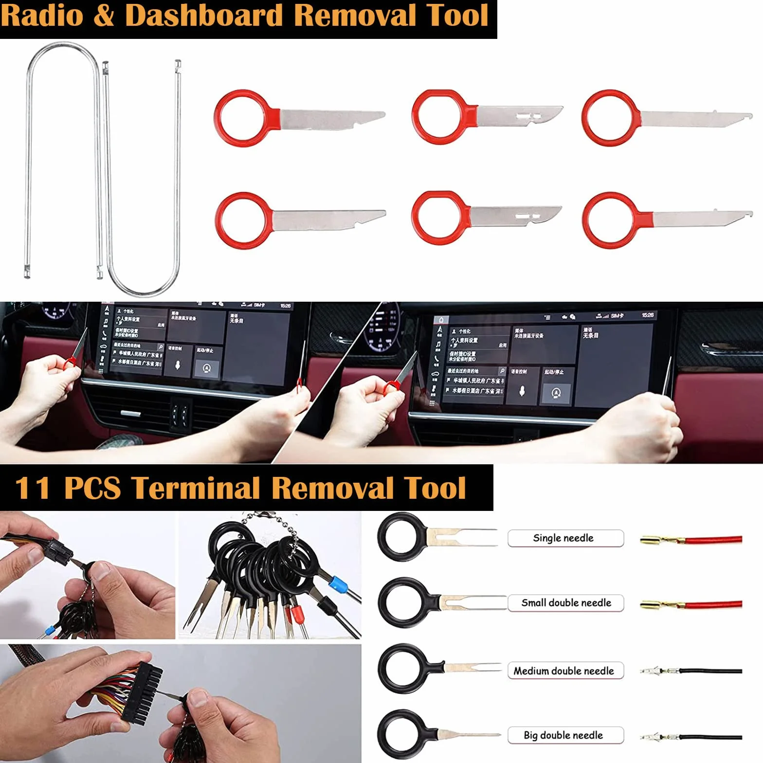 Narzędzie do Demontażu Samochodu, Aohoo 280 sztuk Zestaw do Naprawy Wnętrz Samochodów Automotive Push Pin Niet Bumper Car Wash Fixture Automotive Instrument Car Audio DVD