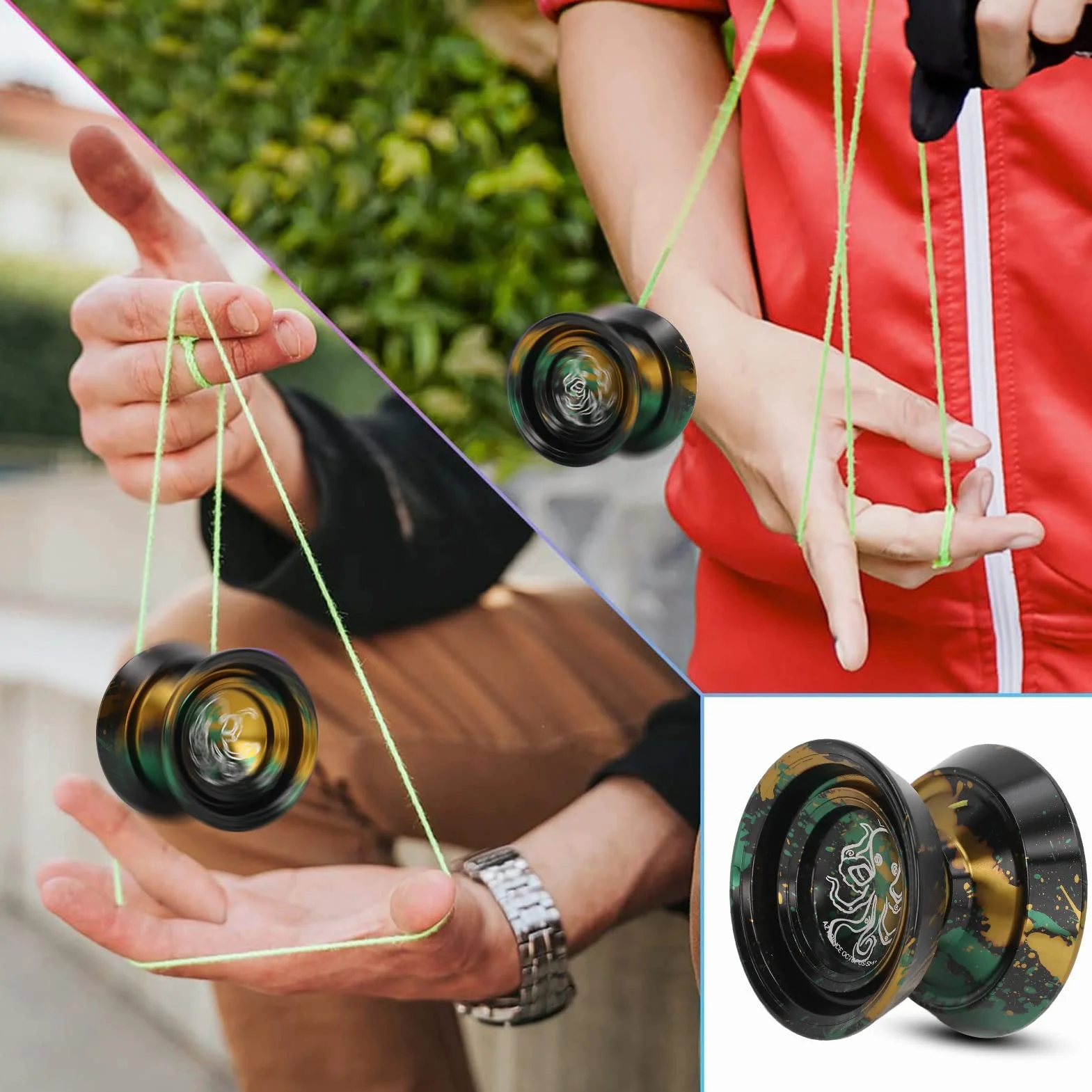 Marhynchus Premium Niereagujący Metal Aluminium Aluminium Yoyo Professional Yoyo z potężną stabilnością Rotacji dla Dzieci Dorosłych Początkujący Zaawansowani Gracze (czarne złoto)