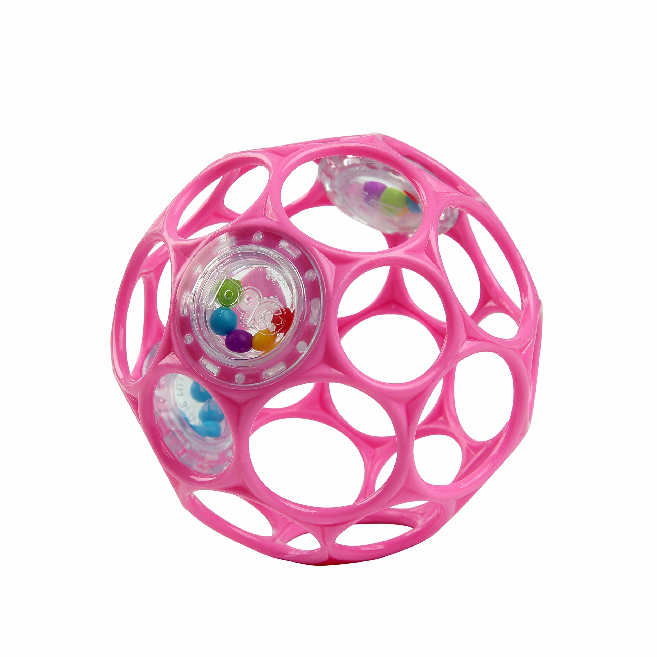 Bright Starts Oball Rattle Easy-Grasp zabawka - różowa, dla noworodka w wieku - 1 szt. (1 opakowanie)