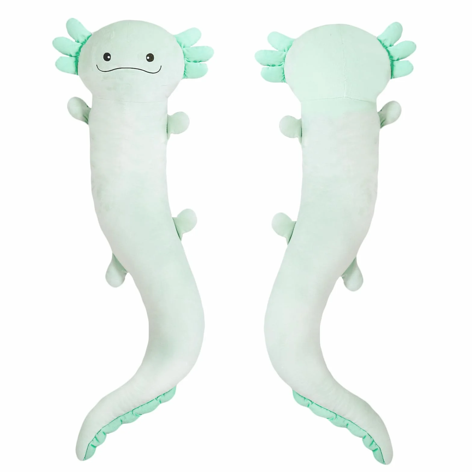 Dalmao 120 cm ogromna pluszowa poduszka Axolotl z wypchanym zwierzęciem, duża zielona poduszka Axolotl, zabawka w ciemności, ogromna poduszka do spania dla dzieci, na urodziny, Wielkanoc