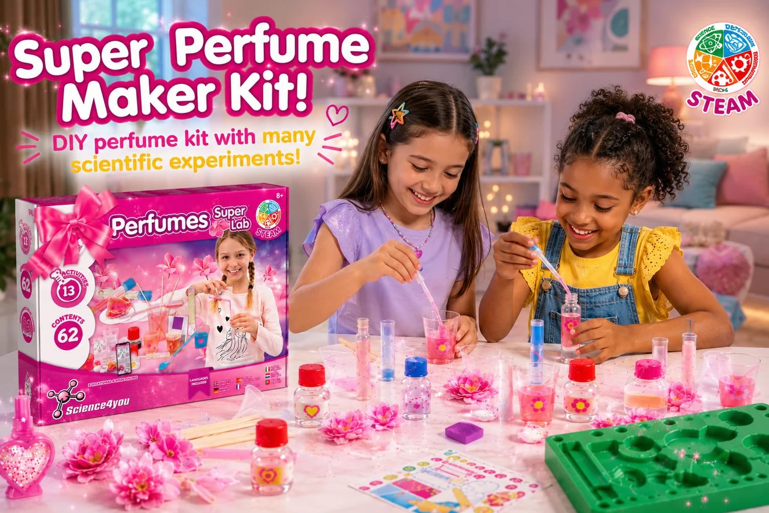 Science4you Super Laboratorium Perfum dla dzieci od 8 lat - zestawy do tworzenia perfum, edukacyjne zestawy naukowe +13 eksperymentów dla dzieci, prezent dla chłopców i dziewcząt, 8-12 lat