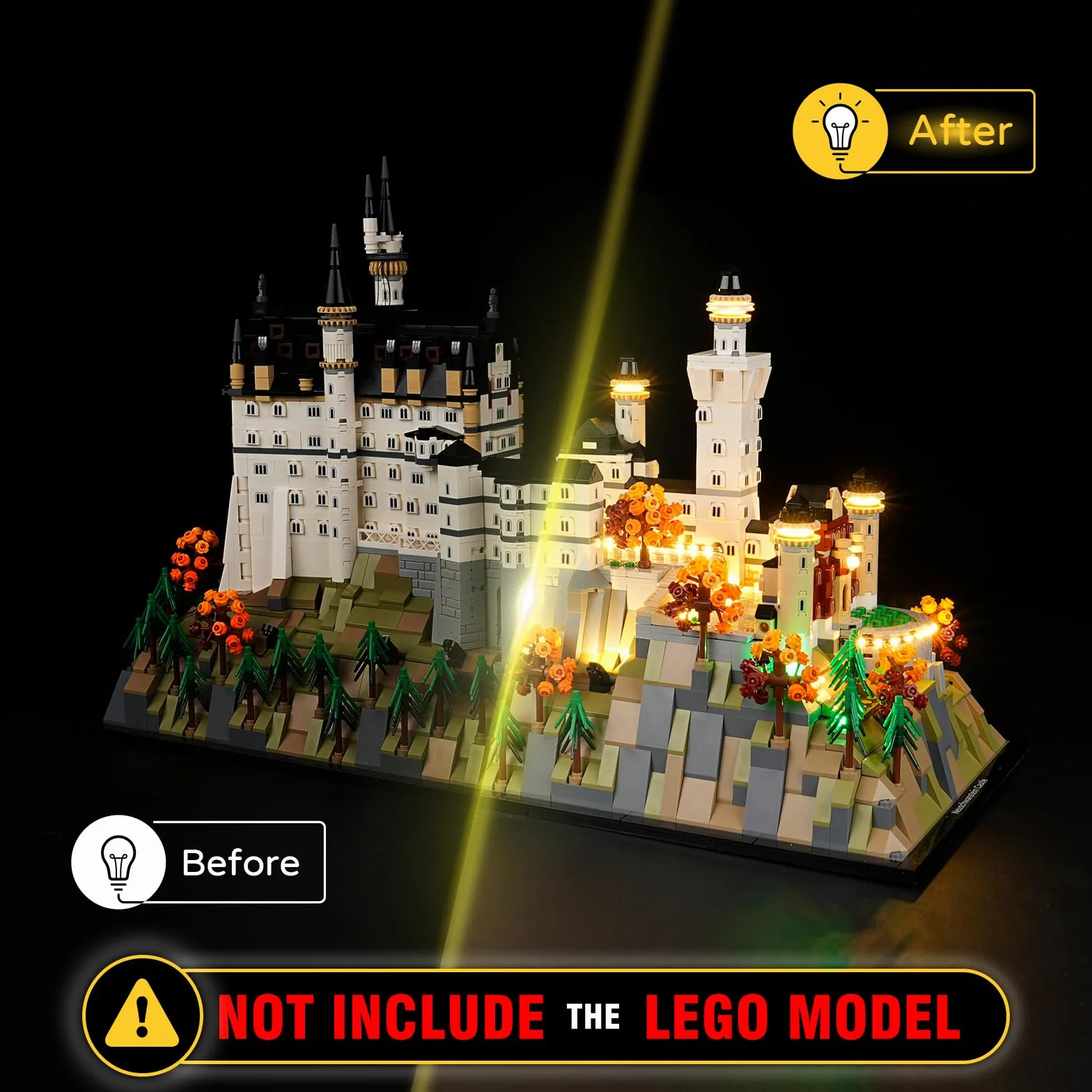 YEABRICKS Światło LED do modelu klocków Lego-21063 Architektura Zamek Neuschwanstein (zestaw nie jest dołączony)