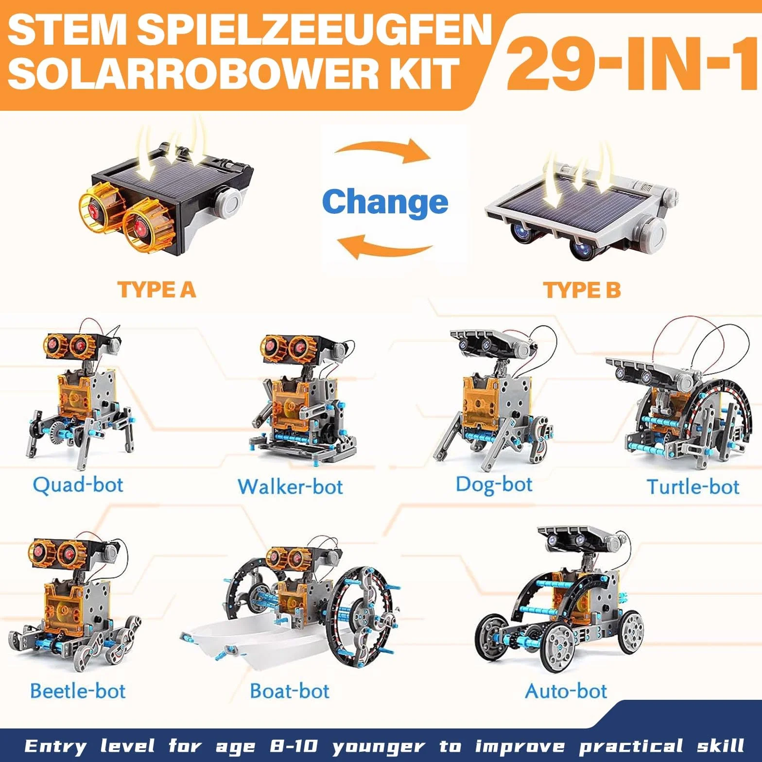 Zestaw robot solarnego, solny zestaw do budowania, 29 w 1 Model zabawkowy Gry o budowaniu samochodów Robotyka edukacyjna Na zewnątrz Eksperymenty Wielokolorowy