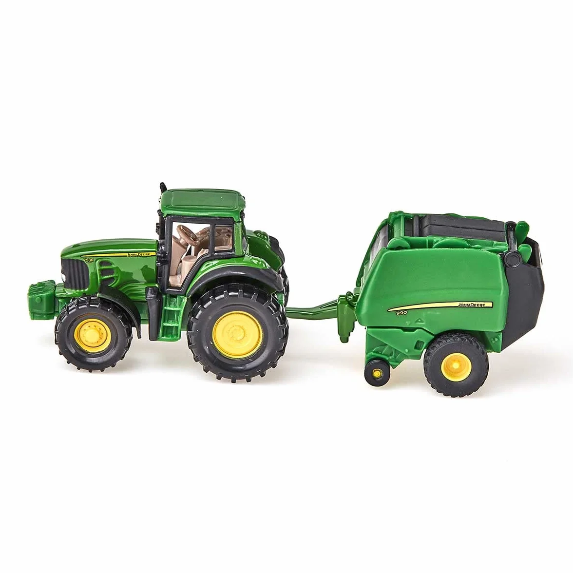 Siku 1665, John Deere Traktor z prasą do belowania, Z 2 belami siana, Metal,Tworzywo sztuczne, Zielony, Ruchome części