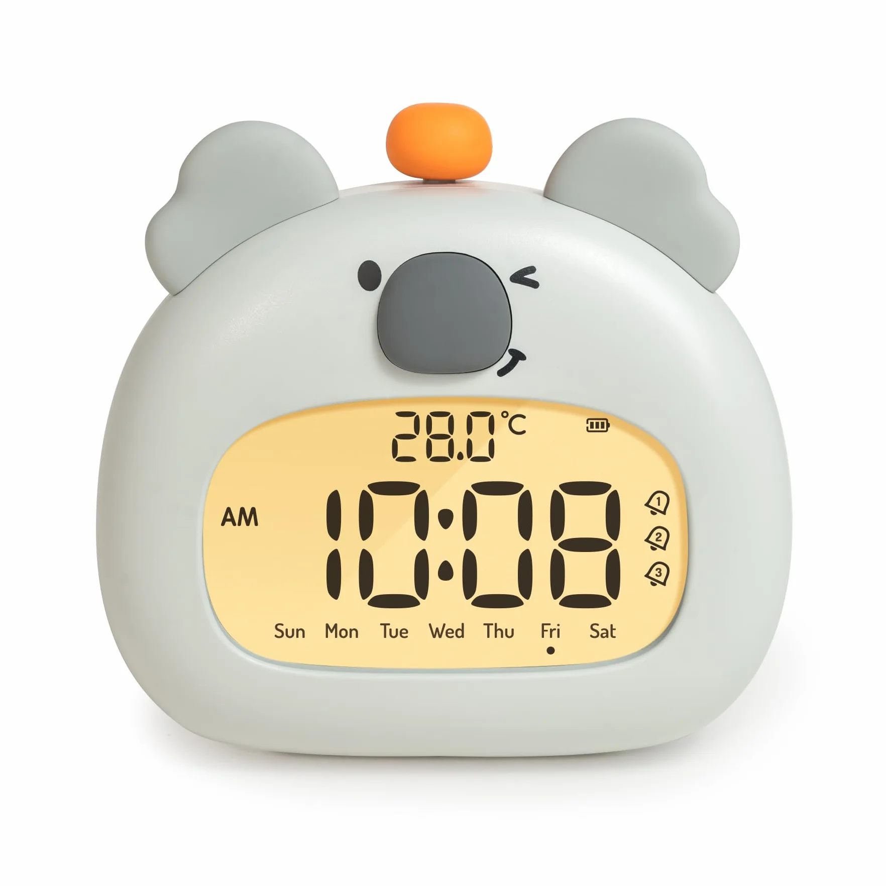 IHALO Koala budzik dziecięcy, stolik nocny z koala, cyfrowy wyświetlacz LED, 3,15 cala, trzy alarmy, tryb weekendowy, data, godzina, temperatura, możliwość ponownego ładowania, dekoracja do pokoju