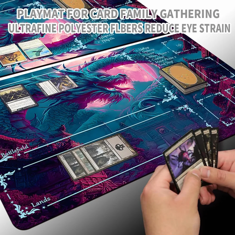 MTG Mata do gry Premium XXL (60 x 35 cm) – fantazyjny design o wysokiej rozdzielczości – antypoślizgowa gumowa mata do TCG/CCG/MTG (z strefą, mtg50-10)
