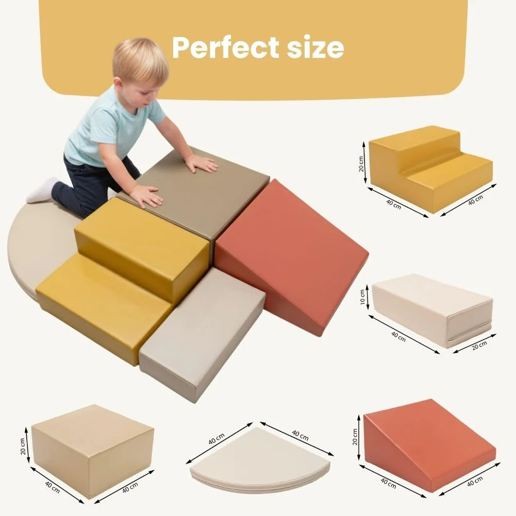 IGLU SOFT PLAY Corner Climber 5 szt. miękkich klocków, gigantyczne klocki piankowe (pastelowe jesieni)