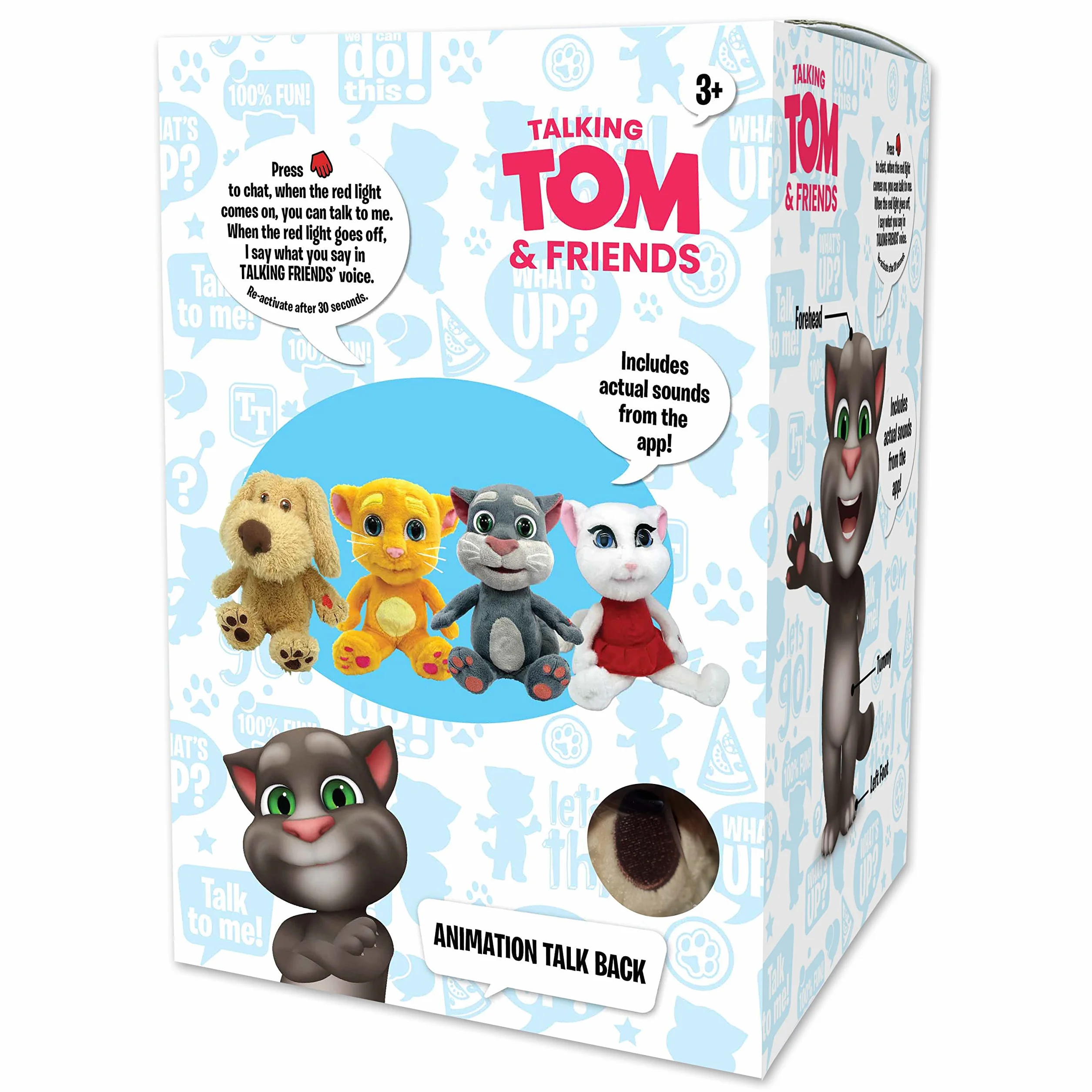 Official Talking Tom And Friends - Talking Ben 30 cm uroczy plusz z interaktywnym rozmową powtórzeniem głosu i dźwięków, wypchane zwierzę, pluszowa zabawka dla dzieci