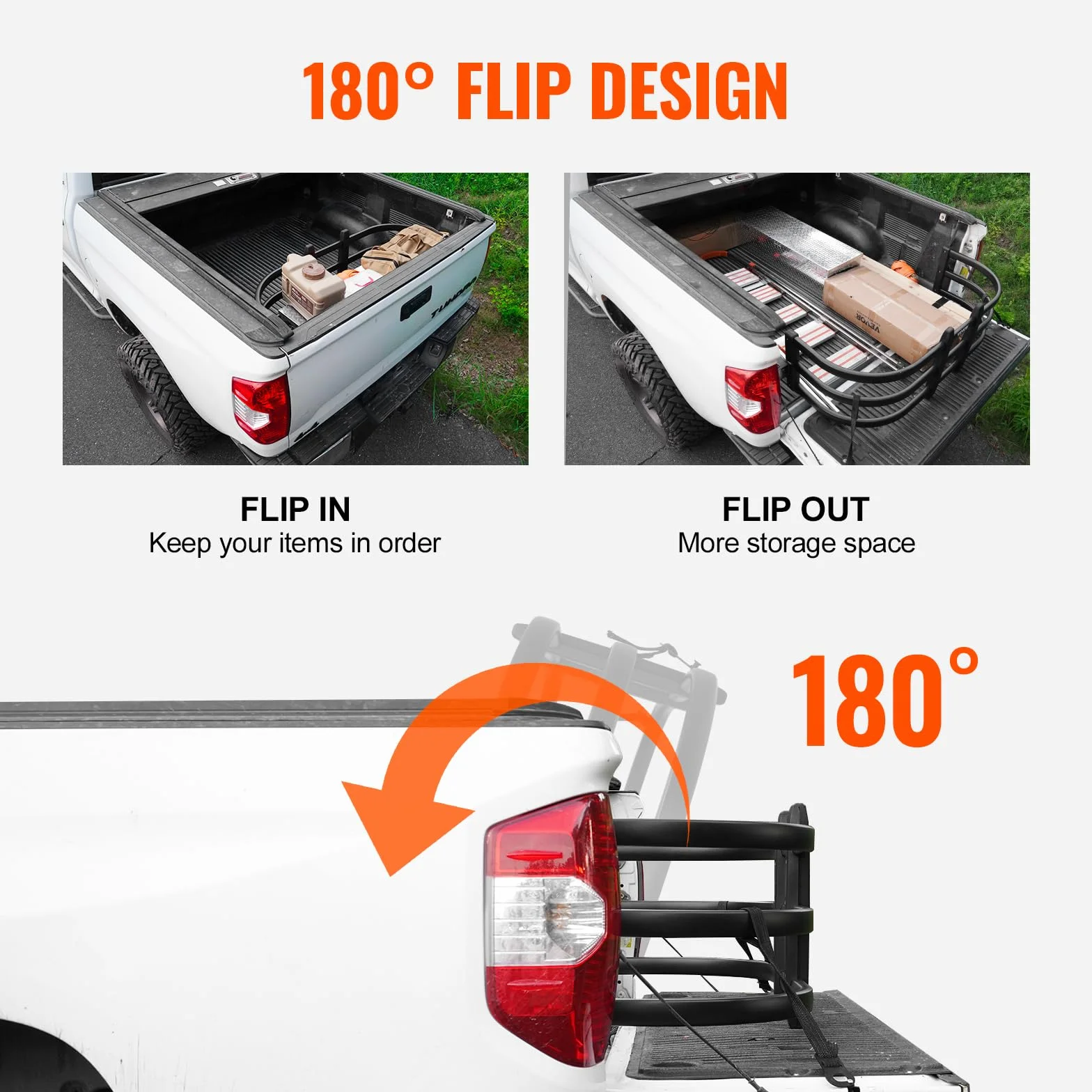 VEVOR Przedłużacz łóżka ciężarówki, aluminiowy wysuwany przedłużacz klapy bagażnika, 141-172 cm, wymagane wiercenie, Ford Super Duty, Dodge Ram 1500/2500/3500, Toyota Tundra, Nissan Titan, Chevrolet