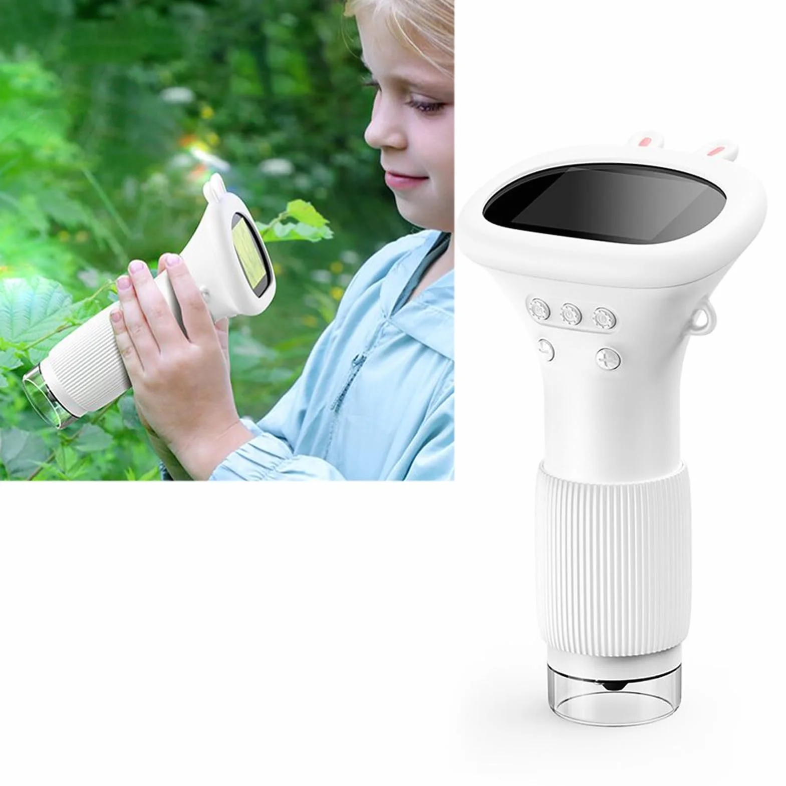 Ulepszony Zoom Zakres Handheld Mikroskop 2MP Real Time Imaging Portable Mikroskop dla Ciekawych Umysłów Afflack (WHITE)