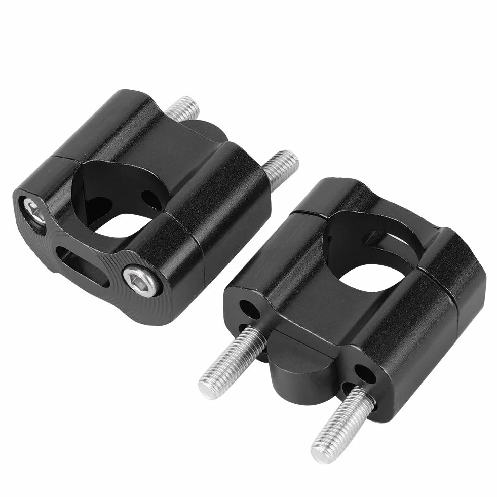 Para 22mm/28mm 1/8 Cala 7/8 Cala Zaciski do Mocowania na kierownicę Motocykla Adapter Podwyższający CNC Stop Aluminium, łatwy w Montażu Bez Wiercenia i Spawania (BLACK)