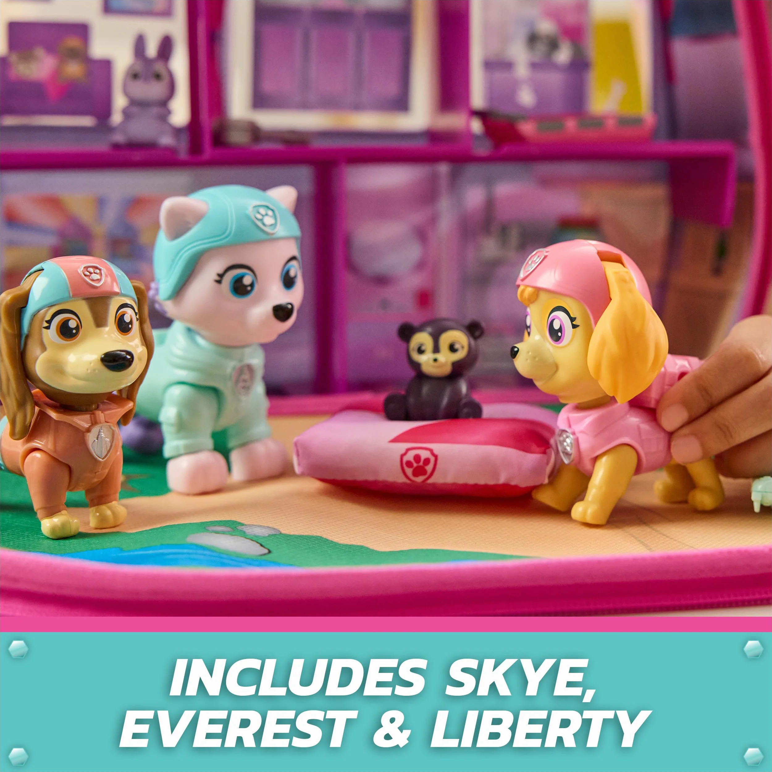 PAW Patrol Skye's World Pupcation Rescue Set z figurkami Skye, Everest & Liberty Bobble Head i kamperem RV, zabawkami dla dzieci dla chłopców i dziewcząt w wieku od 3 lat