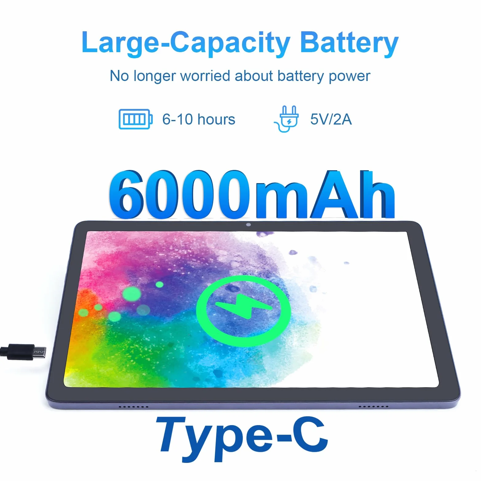 C idea Tablet 10,1 cala, tablet z systemem Android 12 z ekranem 1920 x 1200 IPS Full HD, 128 GB ROM (TF 1 TB) 8 GB RAM, 2,4 g/5G WiFi, aparat 8 MP + 13 MP, 6000 mAh długa żywotność baterii, 2024