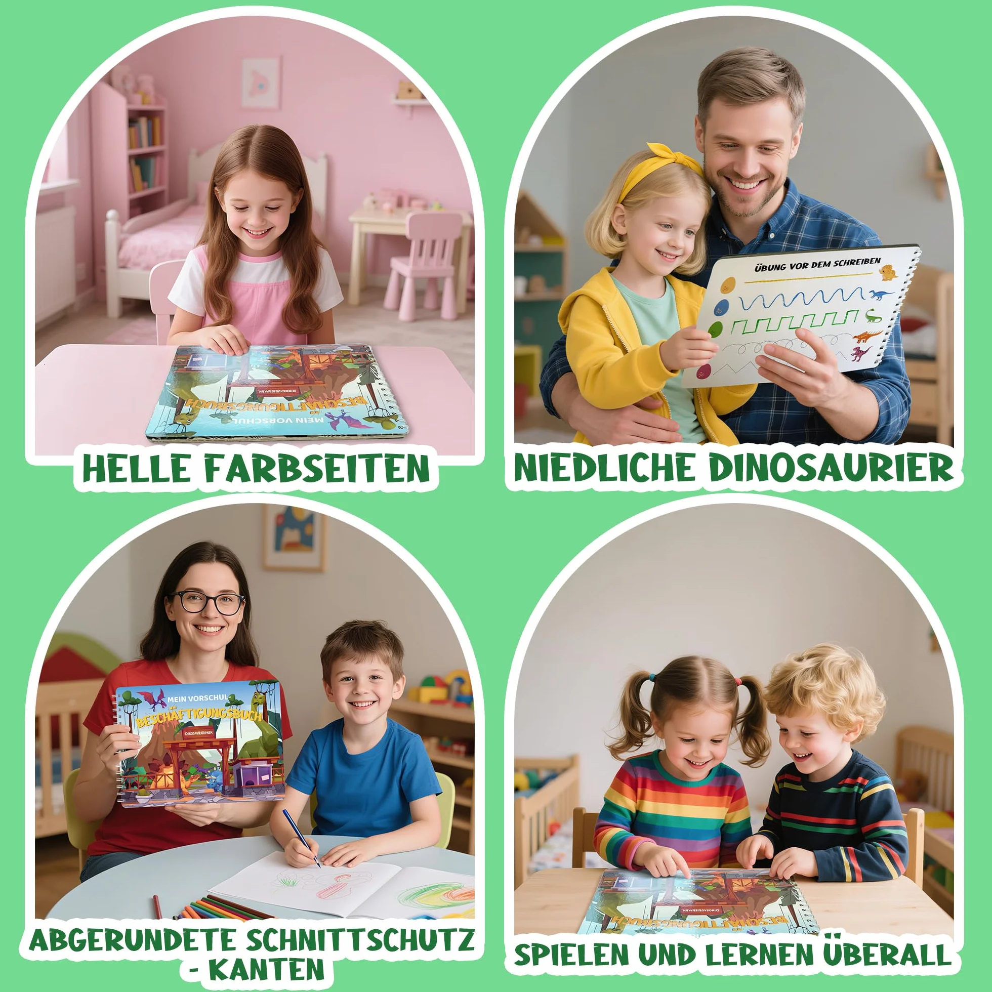 BIROYAL Aktywności Edukacyjne dla Dzieci od 3, 4, 5, 6 – Książka do nauka Wielokrotnego Użycia w Przedszkolu – Liter, Pisania, Liczb, Malowanie