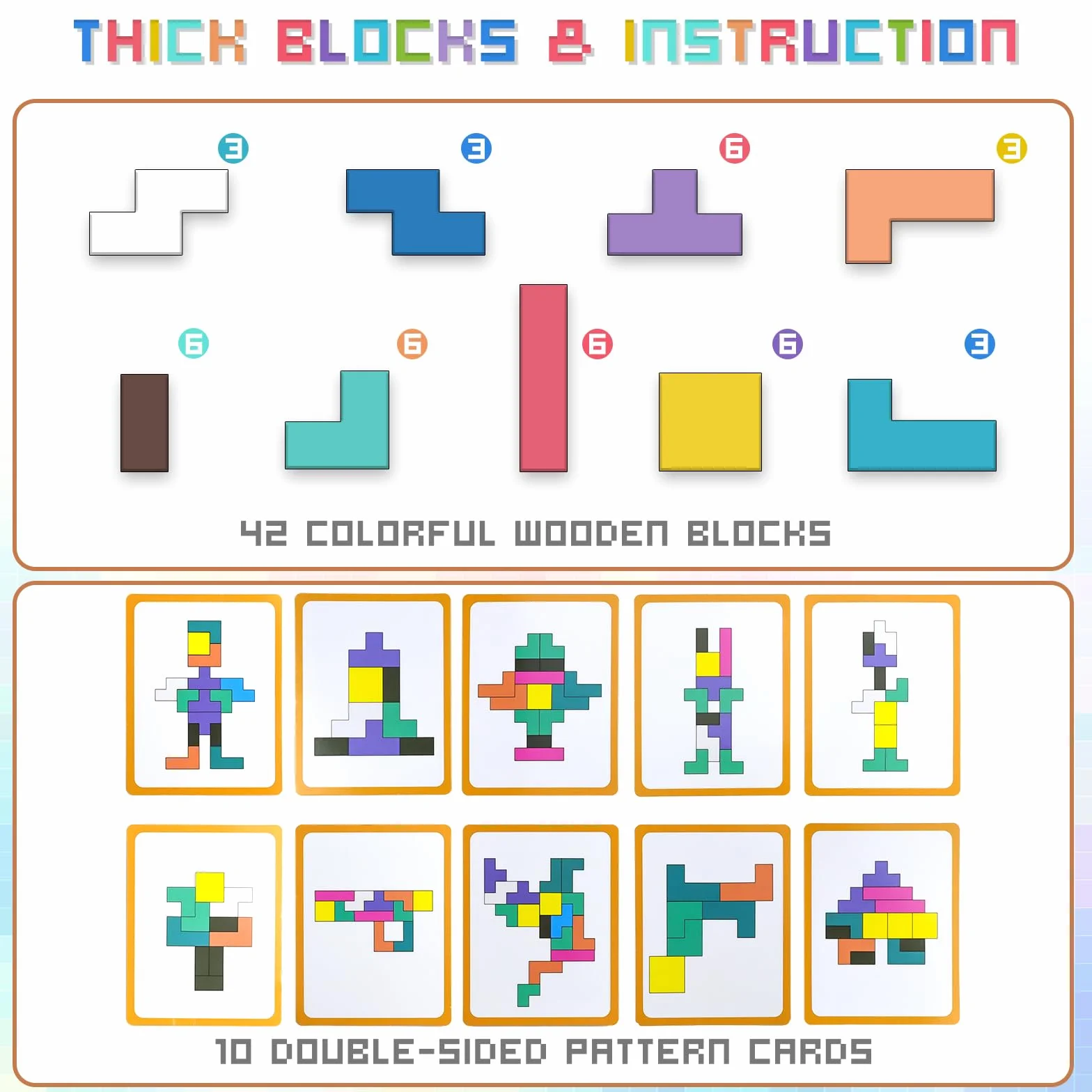 Montessori drewniane puzzle wtykowe, 42 części i 10 kart, zabawka geometryczna gra przyporządkująca, edukacyjny STEM, prezent edukacyjny dla dzieci od 3+, gra logiczna do logicznego myślenia