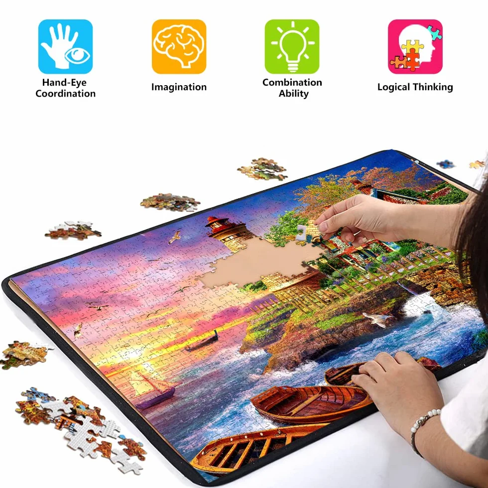 HUADADA Puzzle 1000 elementów, puzzle dla dorosłych, Impossible Puzzle, prezent, gra zręcznościowa dla całej rodziny, kolorowe, latarnia morska