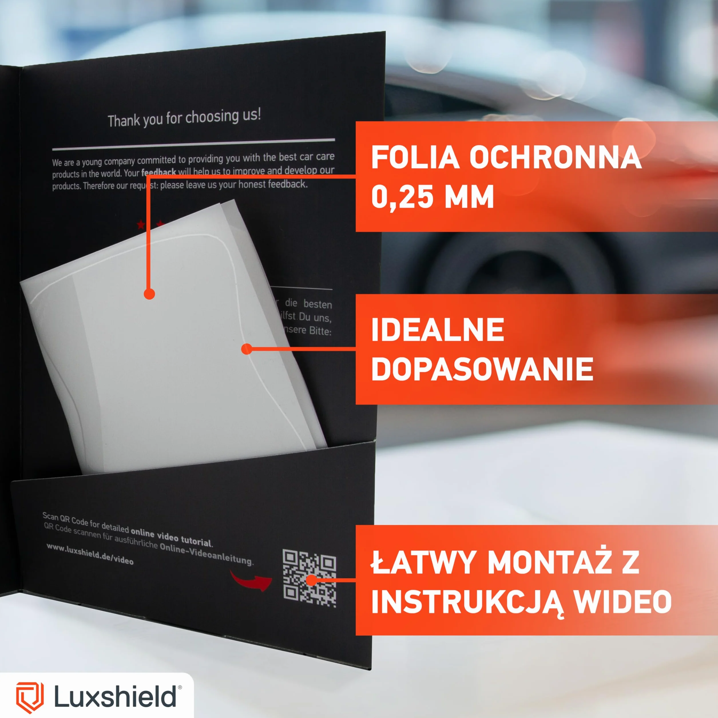 Luxshield folia ochronna na klamki kompatybilny z Mazda CX-60 I 2022-2026 - ochrona przed zarysowaniami, folia ochronna na lakier – przezroczysta błyszcząca