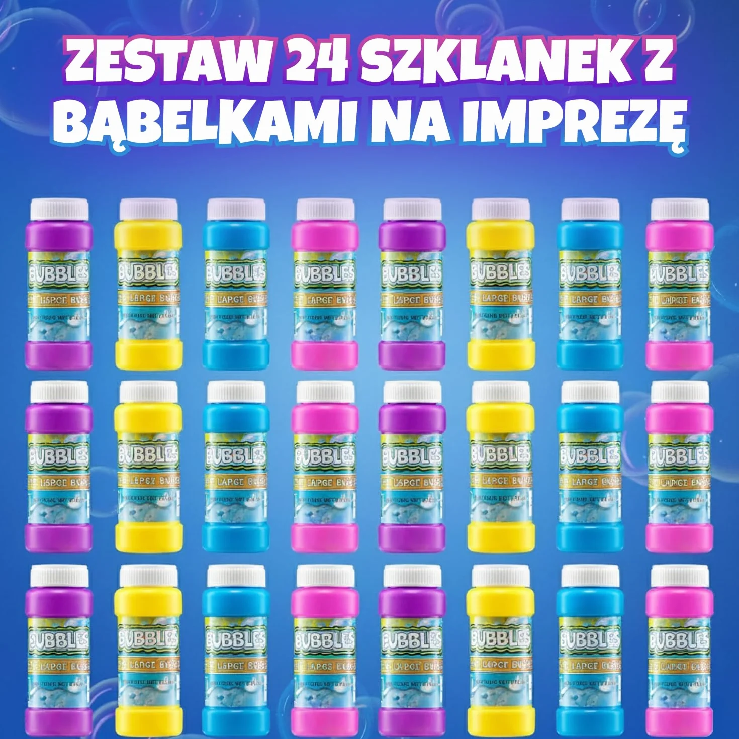 Bańki mydlane dla dzieci – opakowanie 24 szt., 59,1 ml z różdżkami w neonowych kolorach do zabaw na świeżym powietrzu, gier letnich, urodzin i torebek z niespodziankami