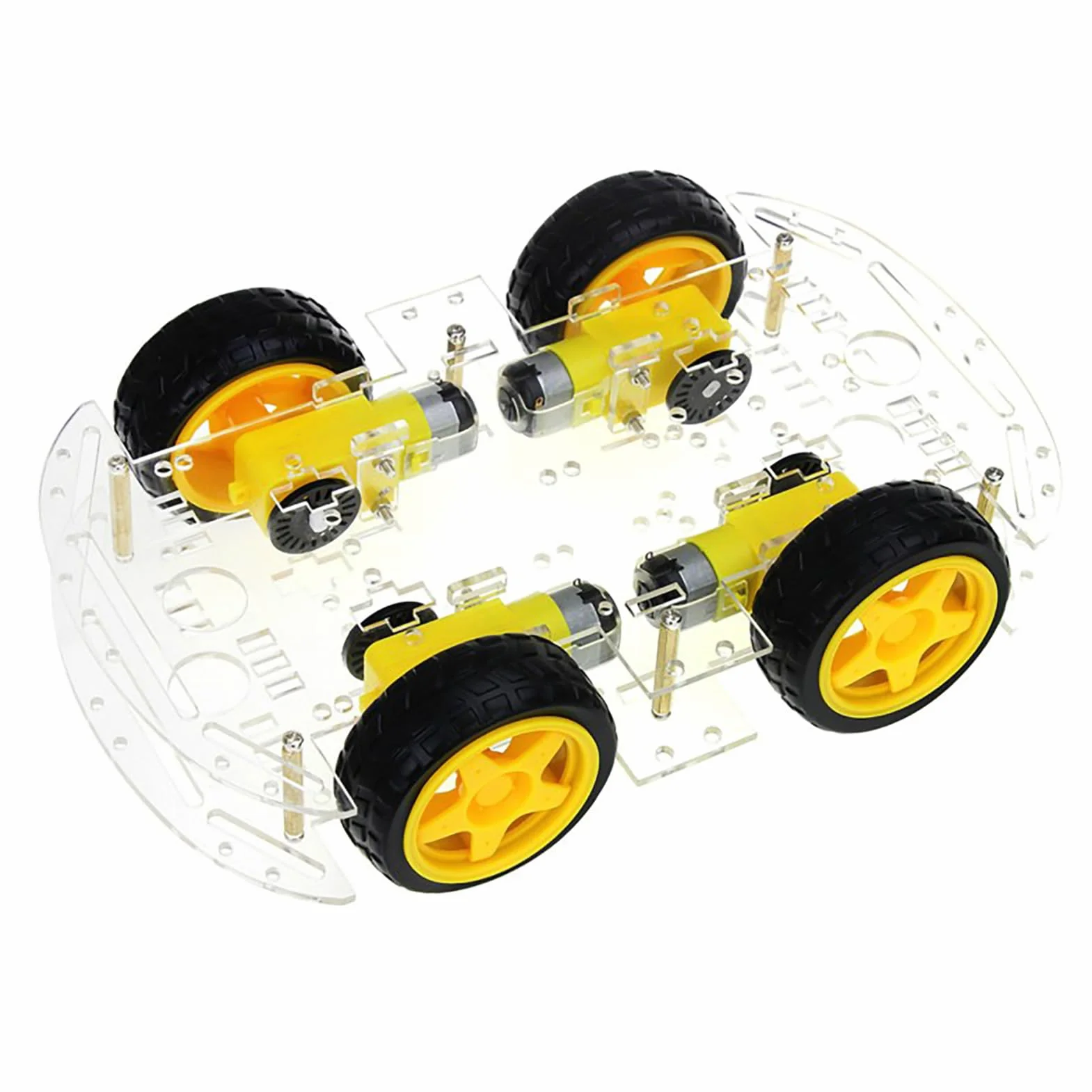 Inteligentny Robot Samochodowy, Zestaw Podwozia Samochodu Inteligentnego Robota z Napędem na 4 Koła Prosta Konstrukcja Mechaniczna 4 Silniki Prądu Stałego Zwalniające dla zajęć