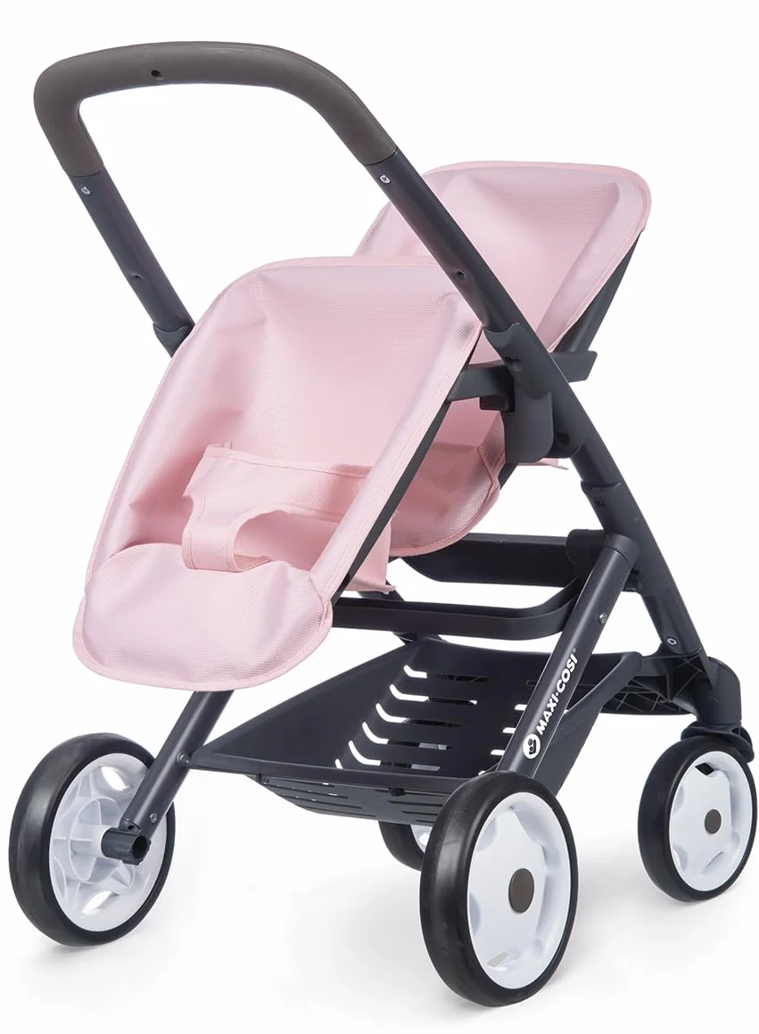 Smoby Quinny podwójny wózek sportowy różowy – dla lalek do 42 cm – wózek w stylu Quinny; dla dzieci od 3 lat