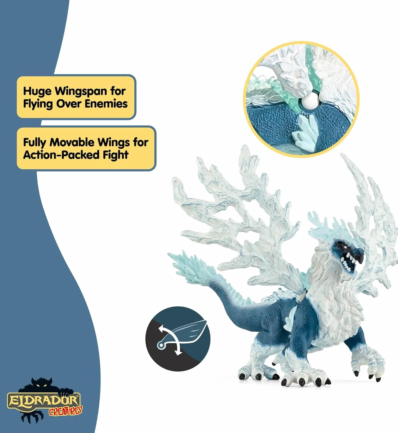 schleich ELDRADOR Creatures | Smok lodowy 70790 | figurka potwora z ruchomymi skrzydłami i przezroczystymi elementami | prezent dla dziewczynek i chłopców | zabawka od 7 lat | 20 x 15 x 13 cm