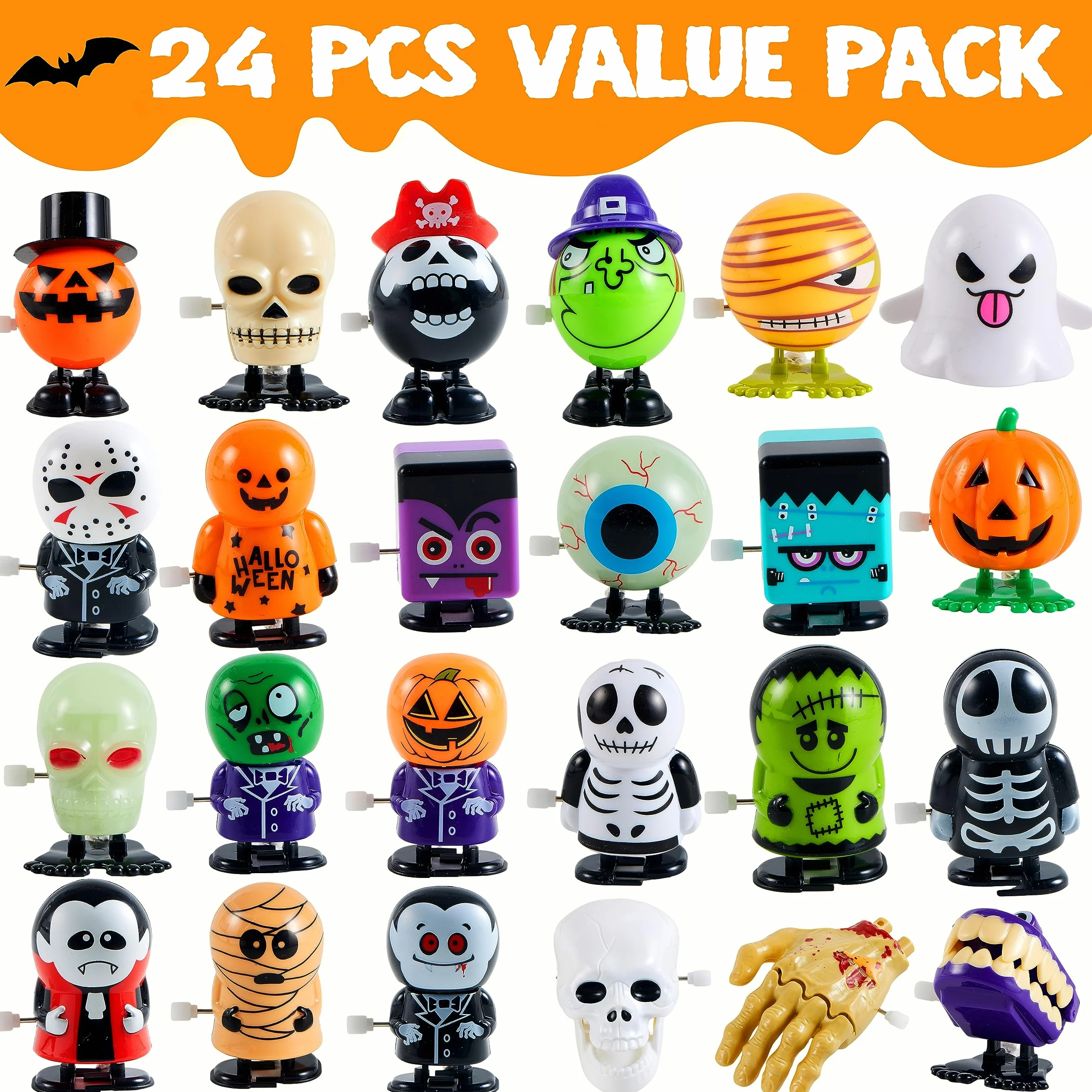 JOYIN Zestaw 24 zabawek na Halloween, na Halloween, przyjęcie, upominek, wypełniacz torby (24 sztuki)