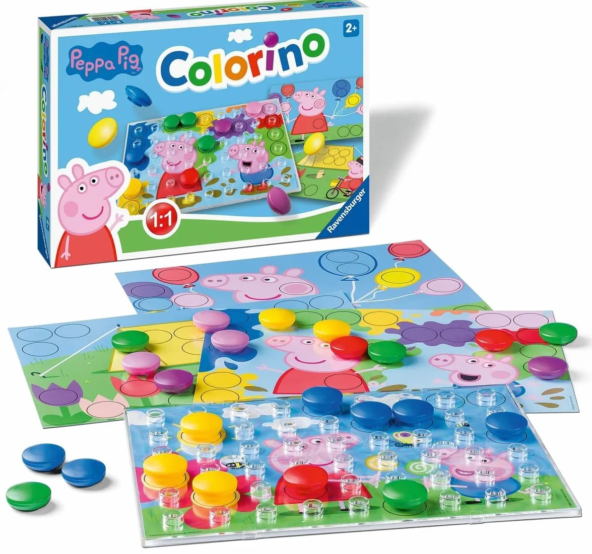 Ravensburger Kinderspiele - 20892 - Peppa Pig Colorino, Kinderspiel zum Farbenlernen, Mosaik Steckspiel, ab 2 Jahre